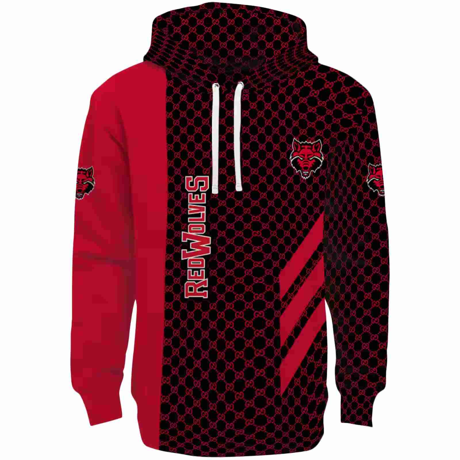 Arkansas State Red Wolves Monogram Pattern Scarlet Hoodie