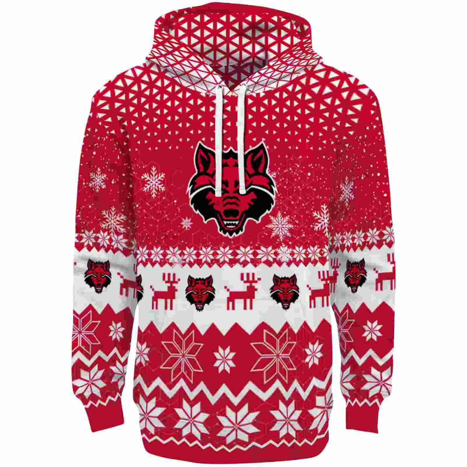 Arkansas State Red Wolves Reindeer Motif Scarlet Hoodie