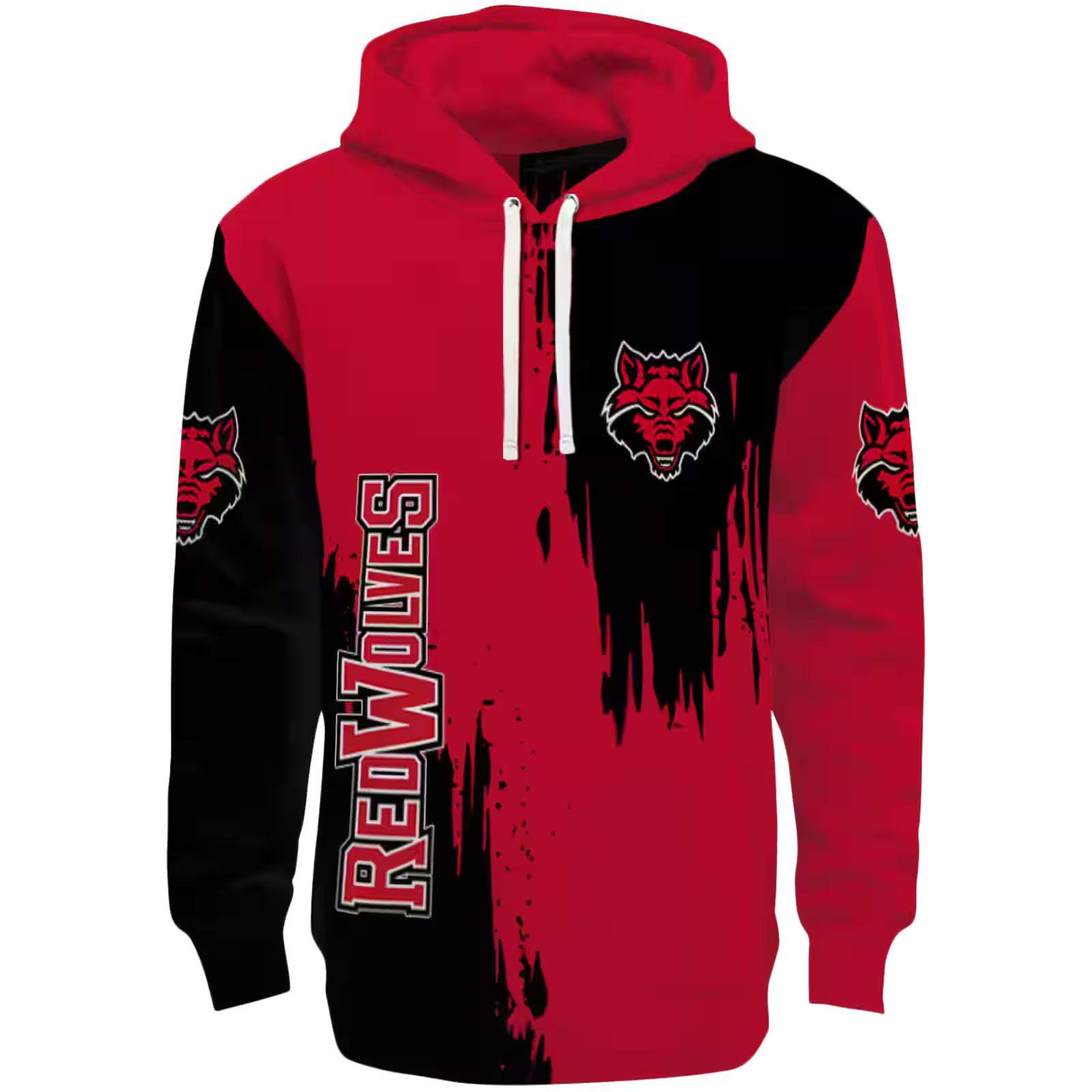 Arkansas State Red Wolves Splatter Effect Scarlet Hoodie