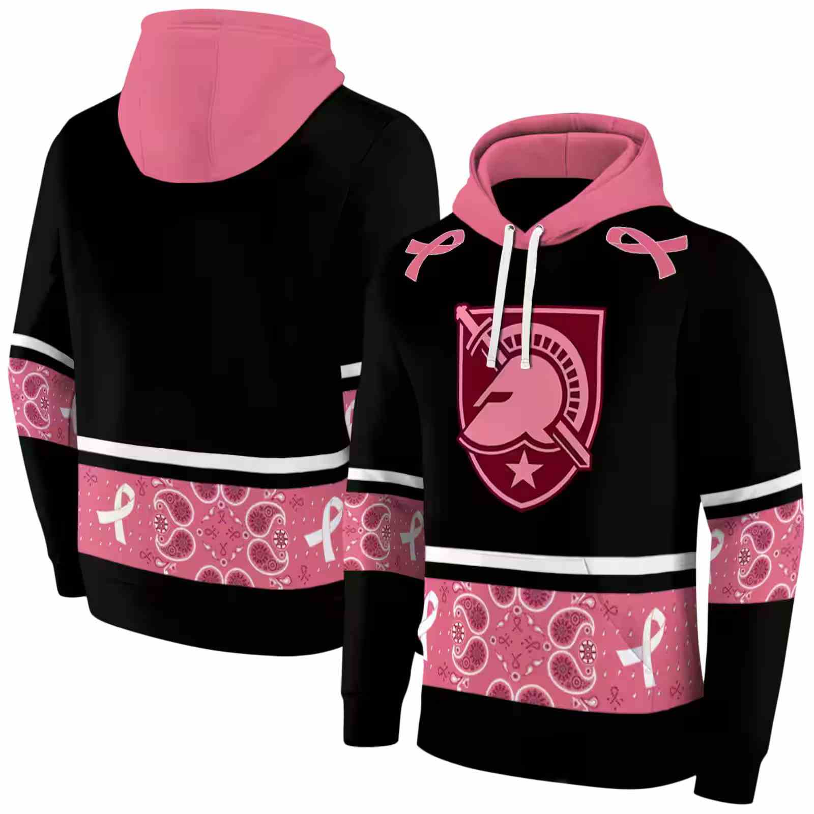 army black knights awareness ribbon black pink hoodie fashion forward