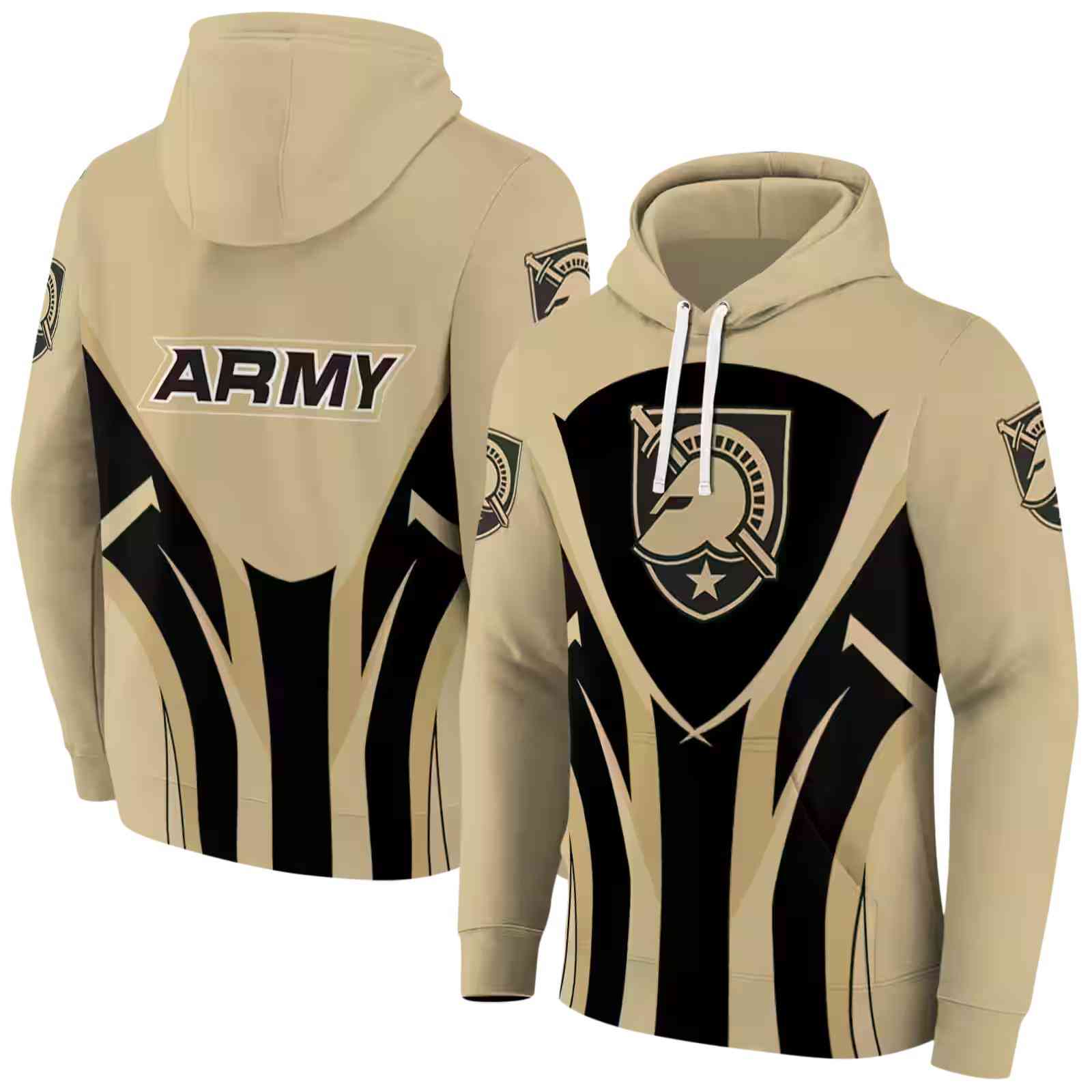 army black knights concentric lines gold black hoodie fashion forward