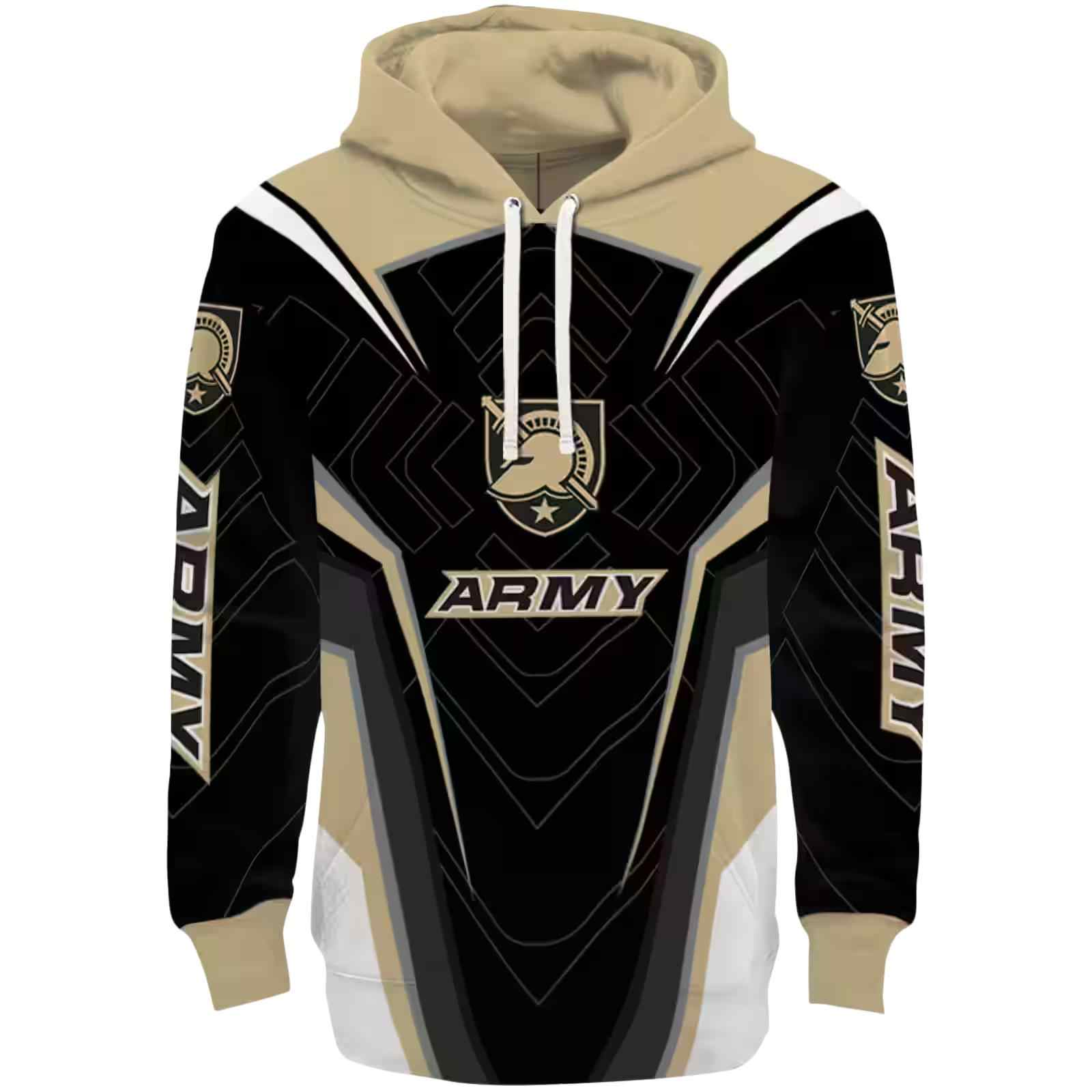 Army Black Knights Futuristic Pattern Gold Black Hoodie