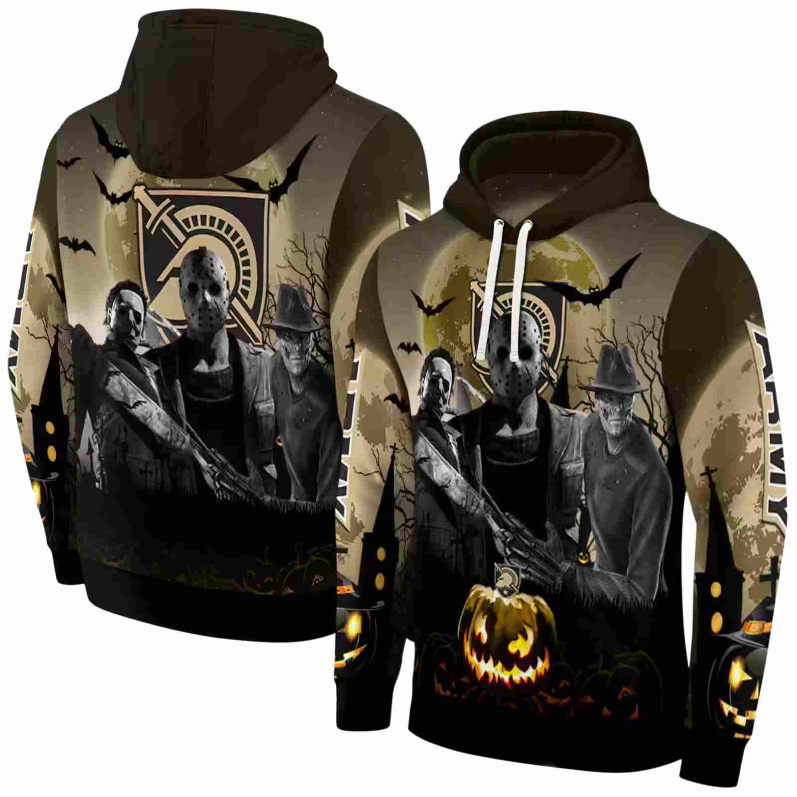 army black knights halloween vibes gold black hoodie fashion forward