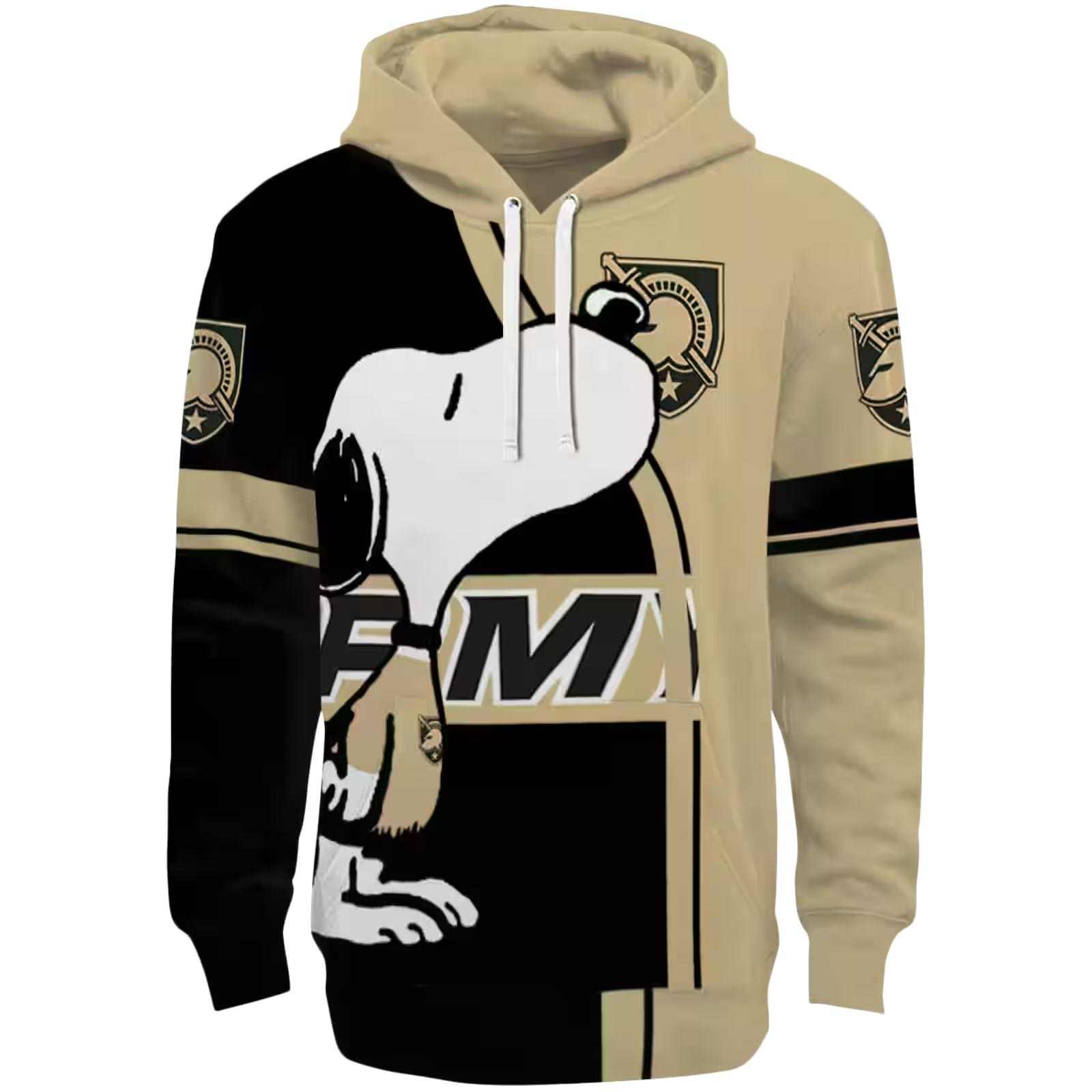 Army Black Knights Playful Snoopy Gold Hoodie