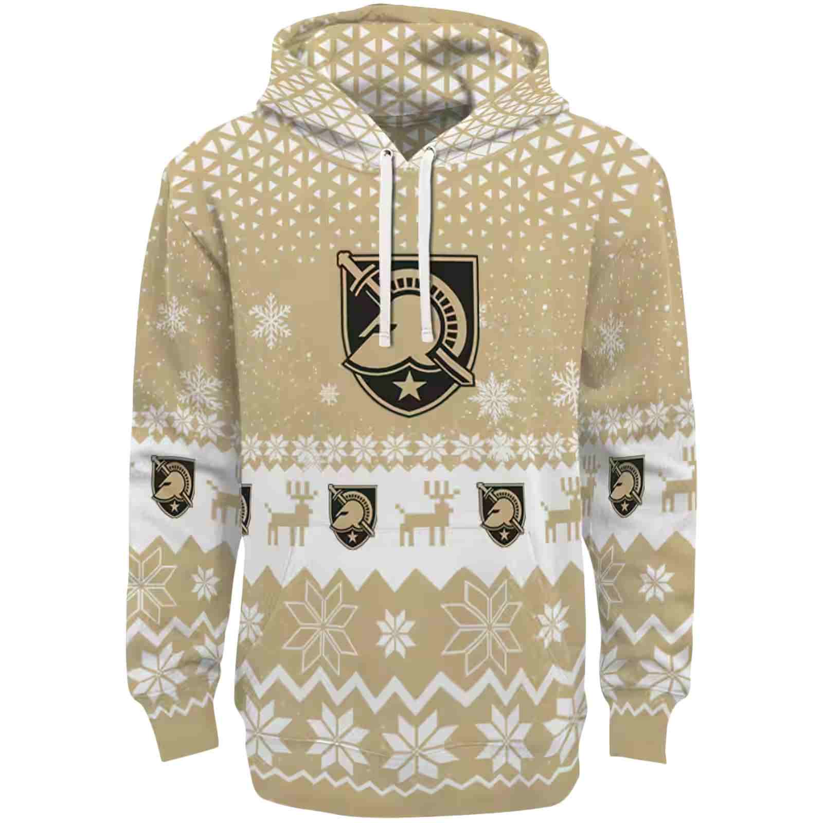 Army Black Knights Reindeer Motif Gold Hoodie