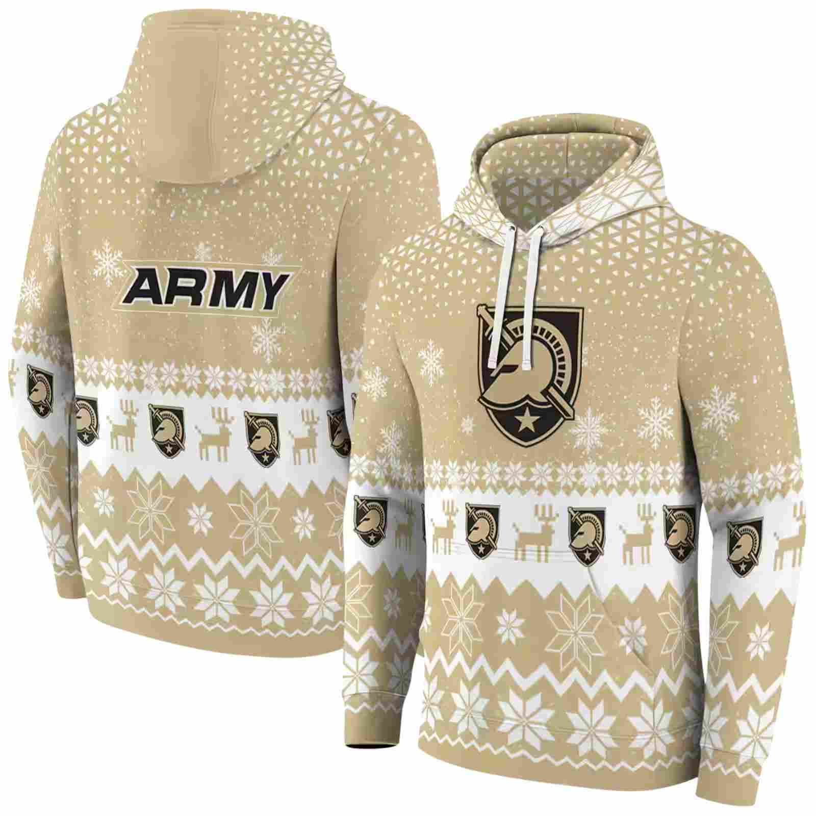 army black knights reindeer motif gold hoodie fashion forward