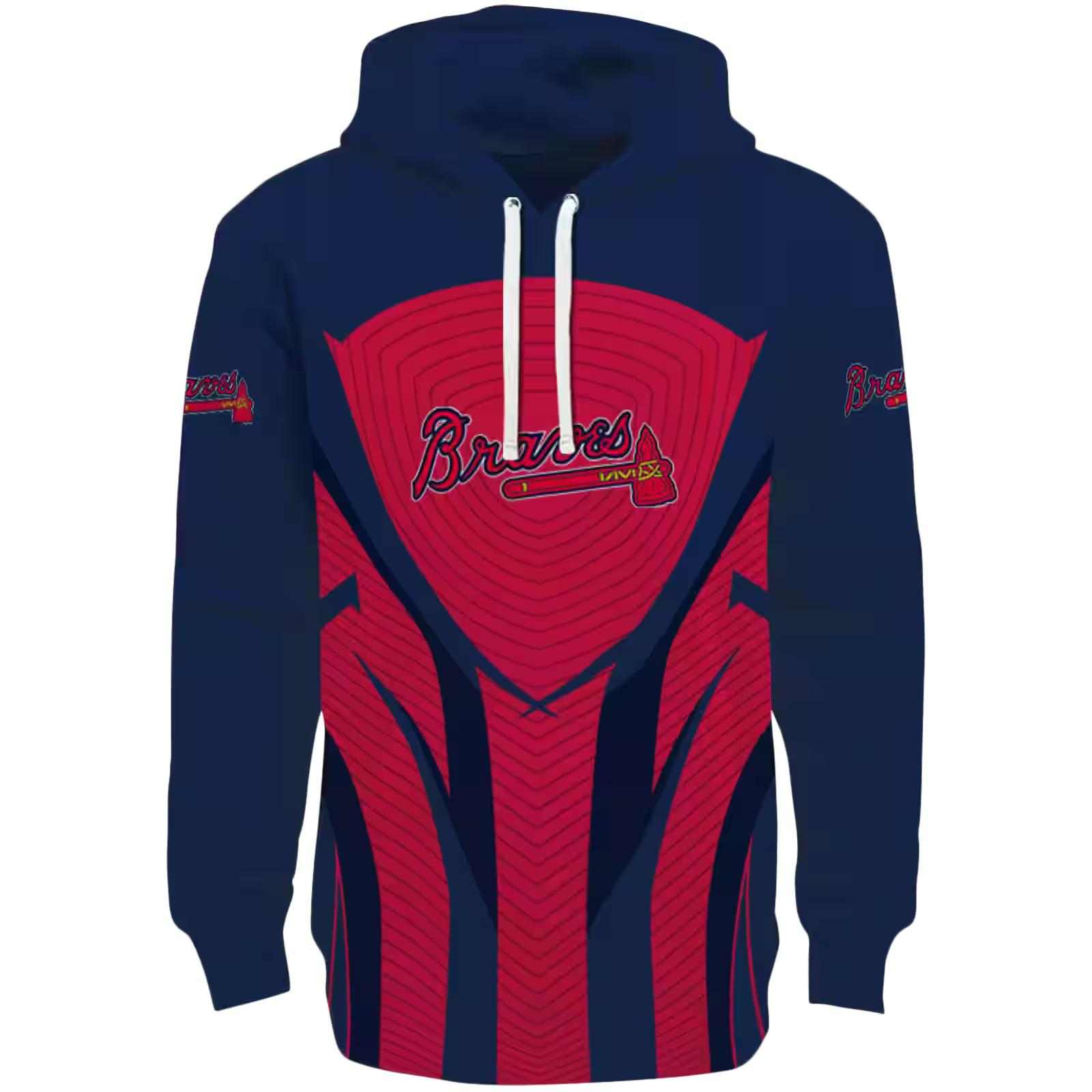 Atlanta Braves Concentric Lines Navy Black Hoodie