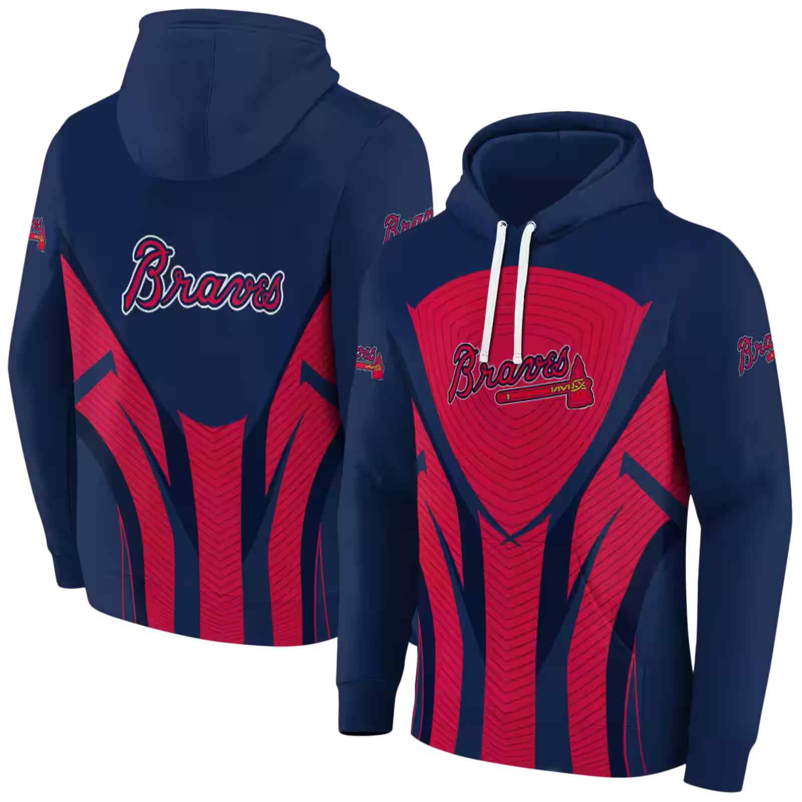 atlanta braves concentric lines navy black hoodie fashion forward