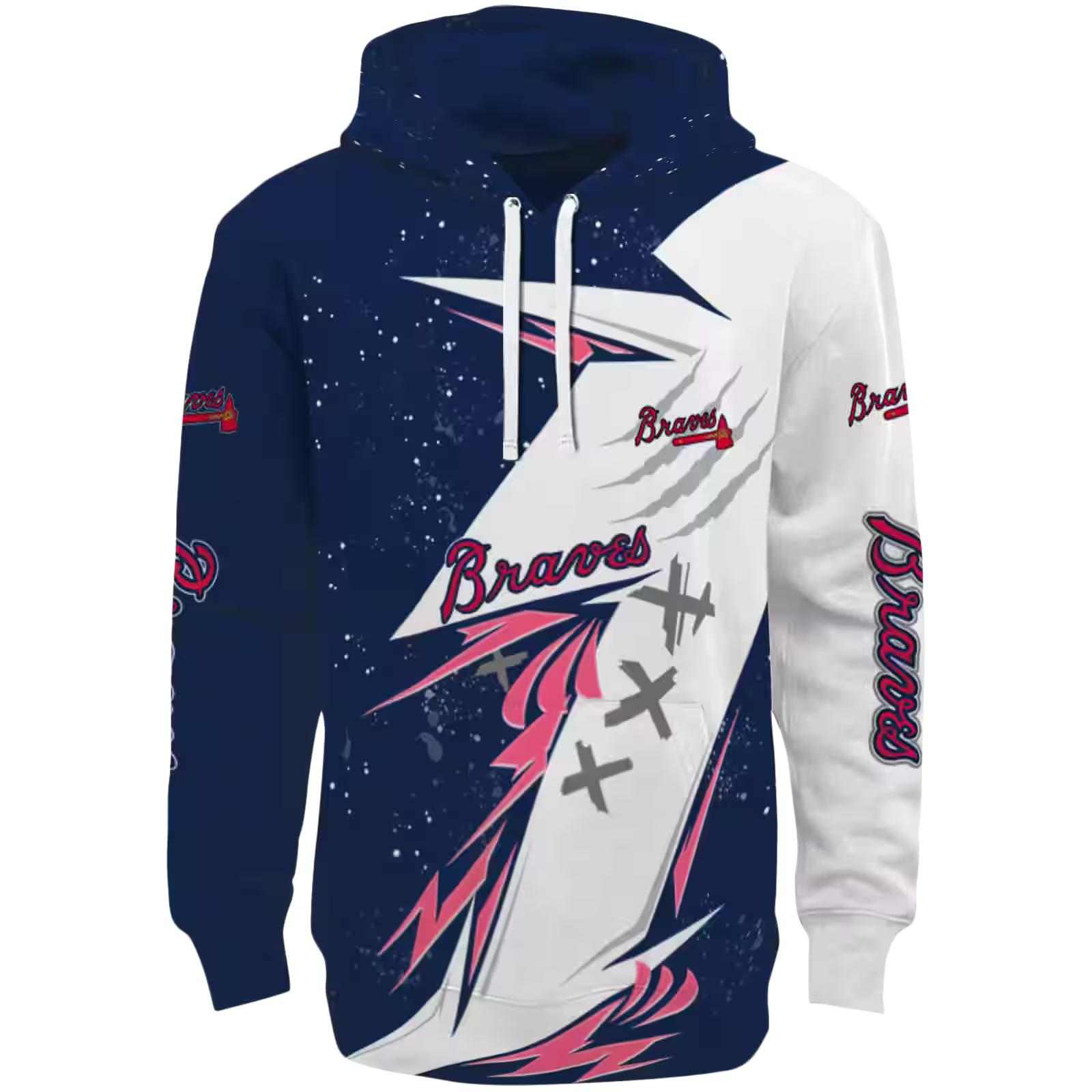 Atlanta Braves Dynamic Slash Navy White Hoodie