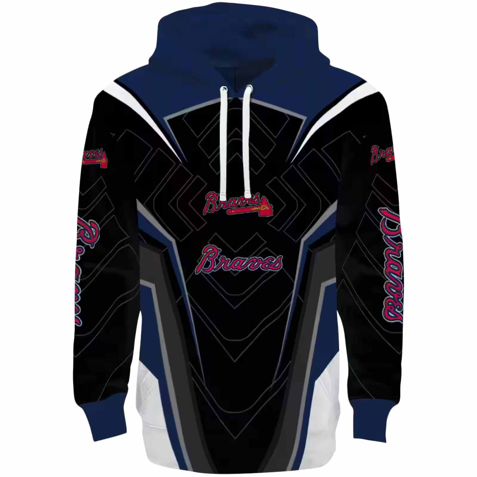 Atlanta Braves Futuristic Pattern Navy Black Hoodie