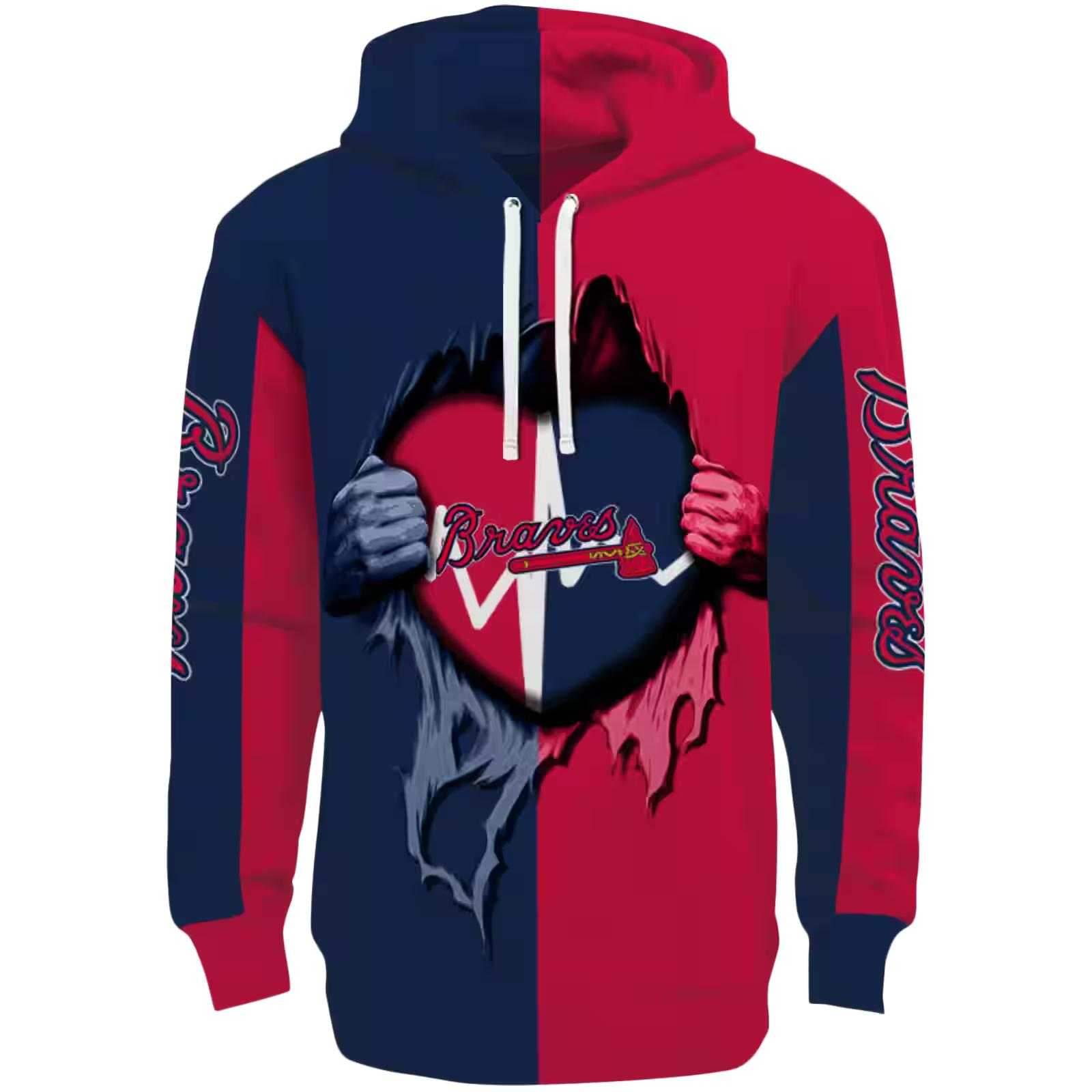 Atlanta Braves Heartbeat Graphic Navy Hoodie