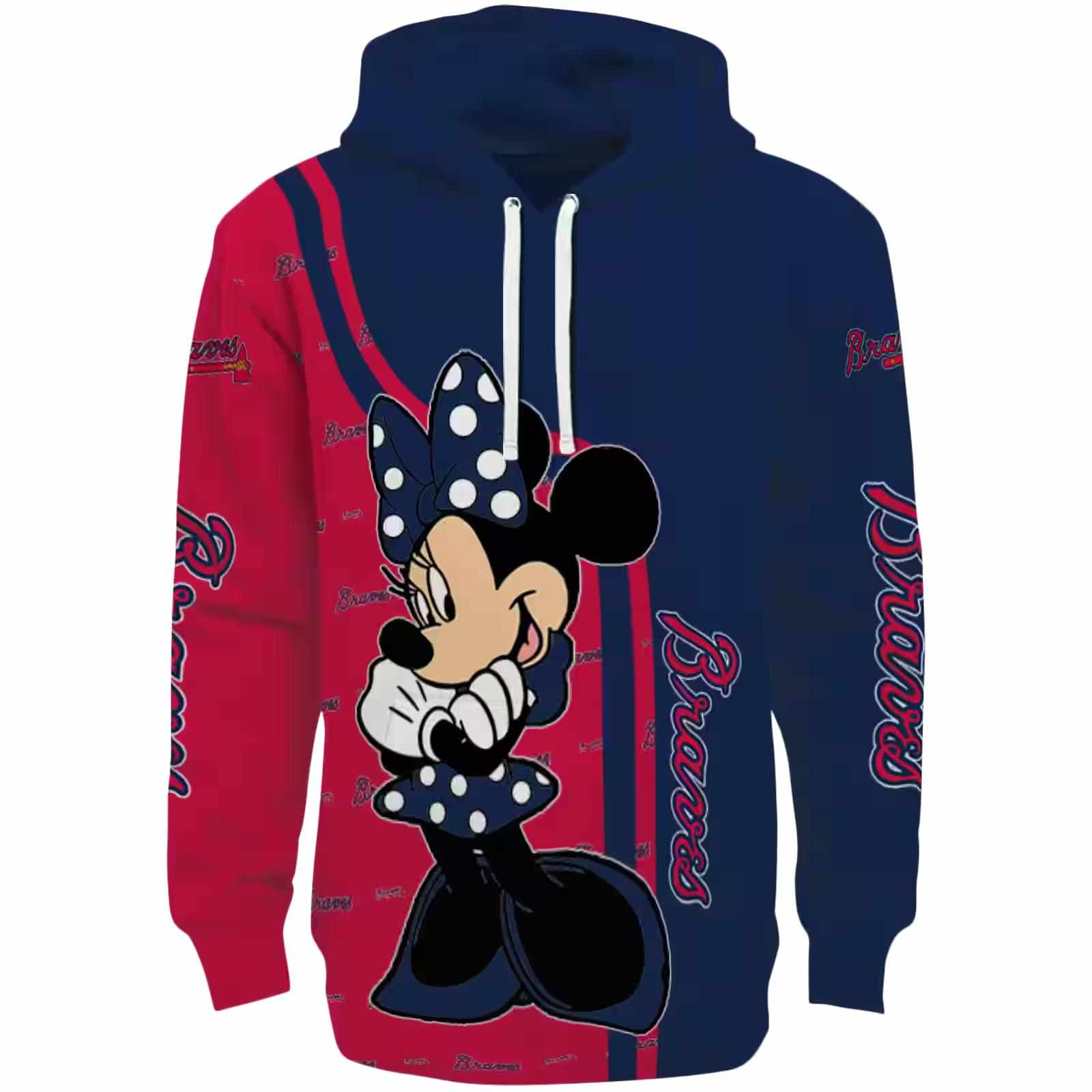 Atlanta Braves Minnie Mouse Navy Hoodie