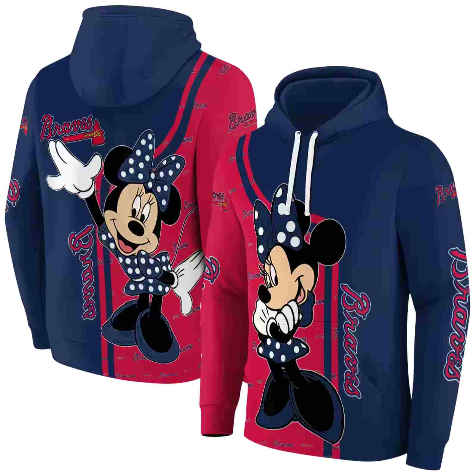 atlanta braves minnie mouse navy hoodie fashion forward