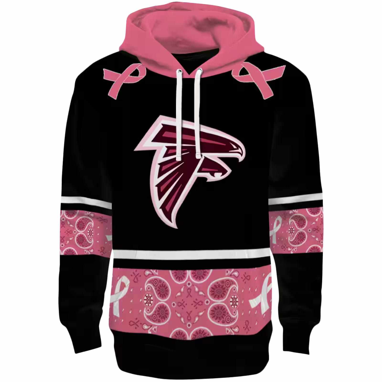 Atlanta Falcons Awareness Ribbon Black Pink Hoodie