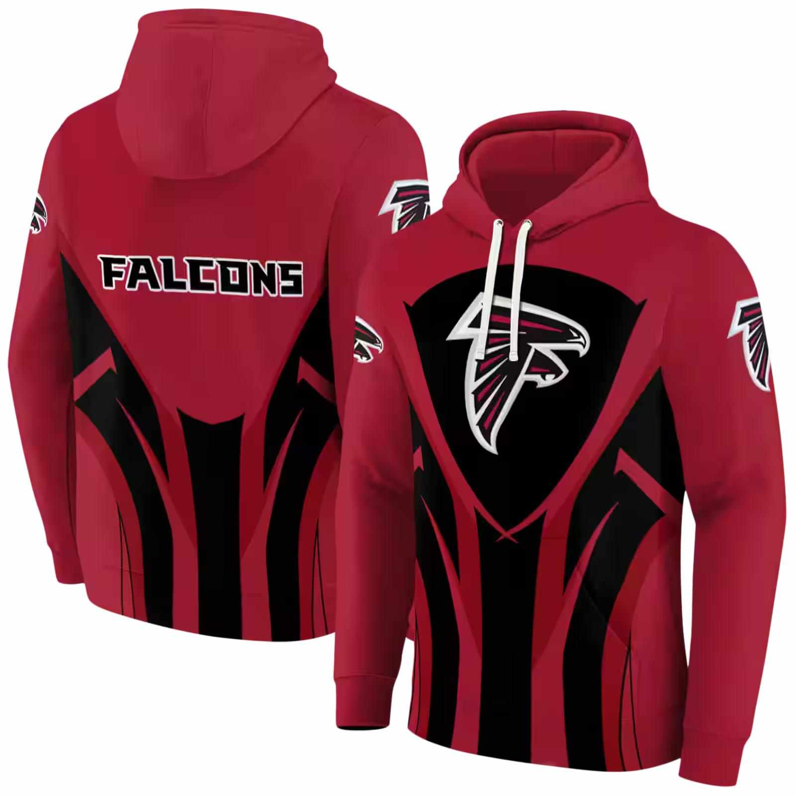 atlanta falcons concentric lines red black hoodie fashion forward