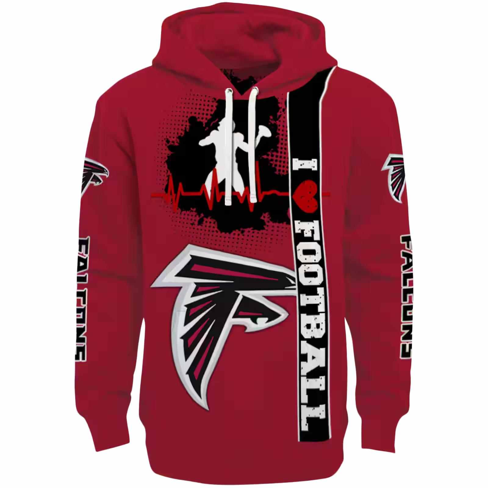 Atlanta Falcons Football Heartbeat Red Hoodie