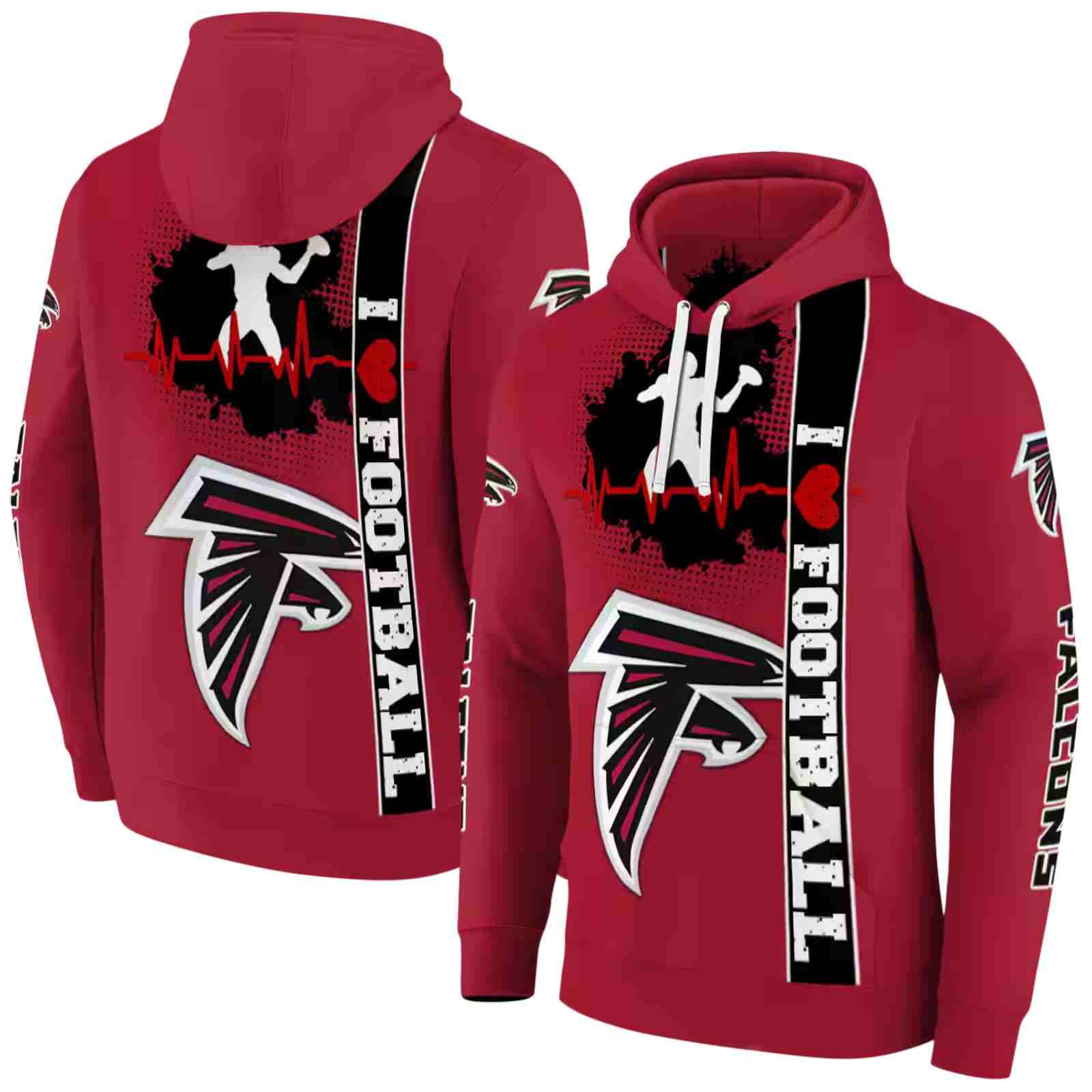 atlanta falcons football heartbeat red hoodie fashion forward