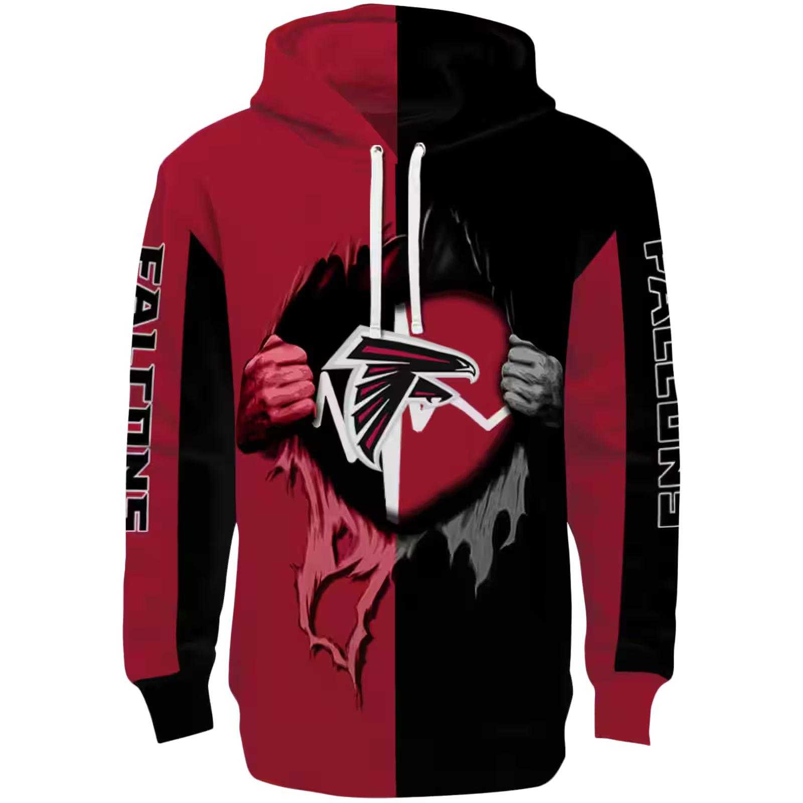 Atlanta Falcons Heartbeat Graphic Red Hoodie