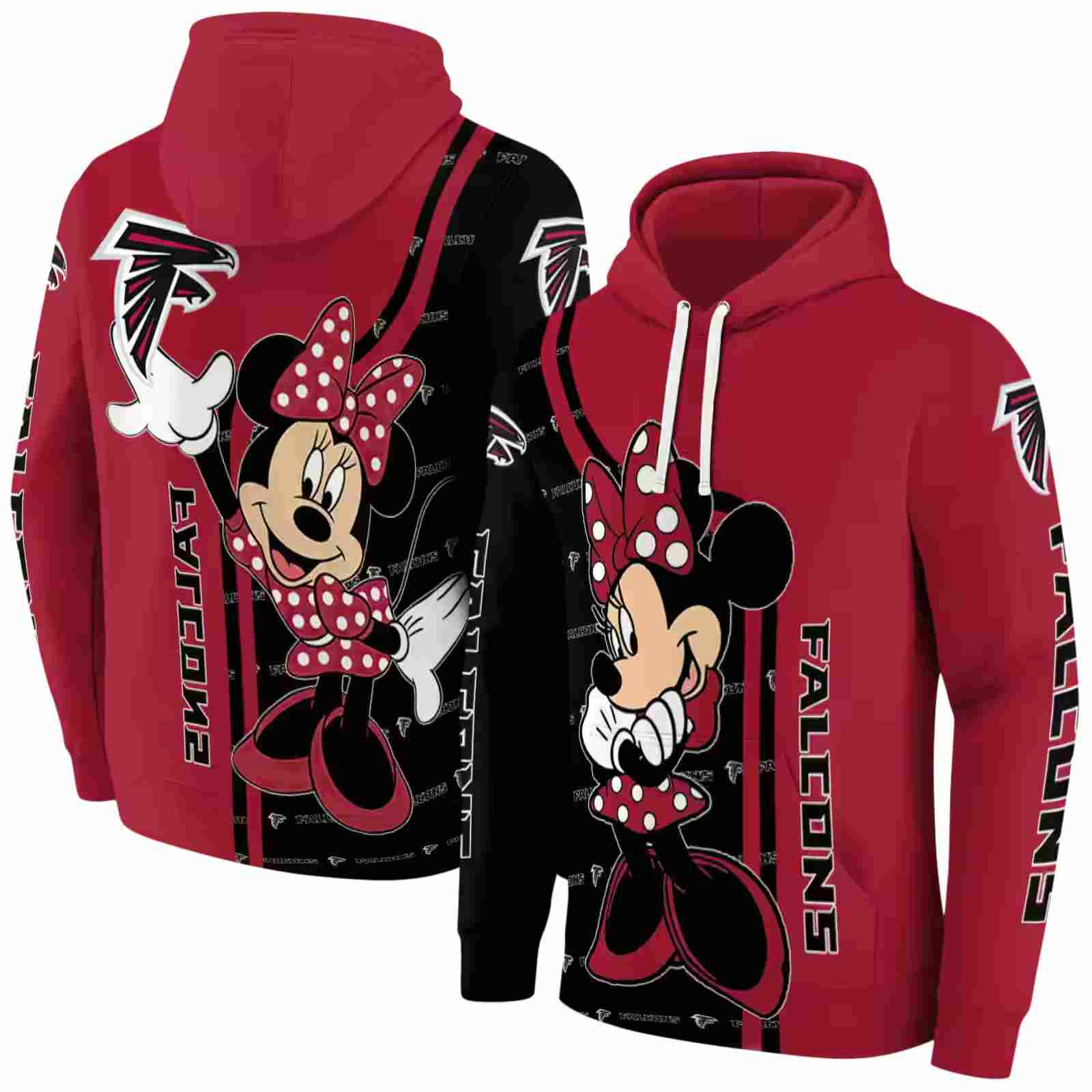 atlanta falcons minnie mouse red hoodie fashion forward