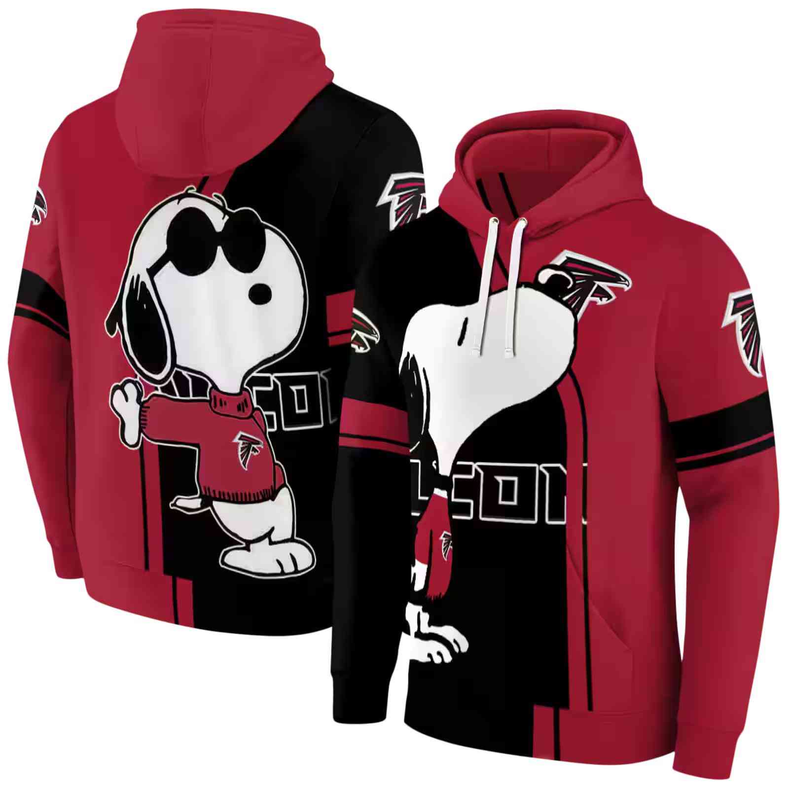 atlanta falcons playful snoopy red hoodie fashion forward