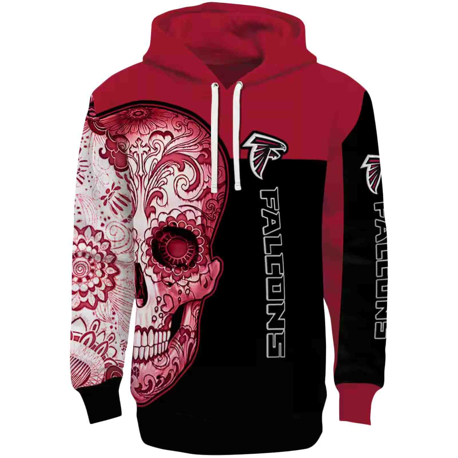 Atlanta Falcons Sugar Skull Red Black Hoodie