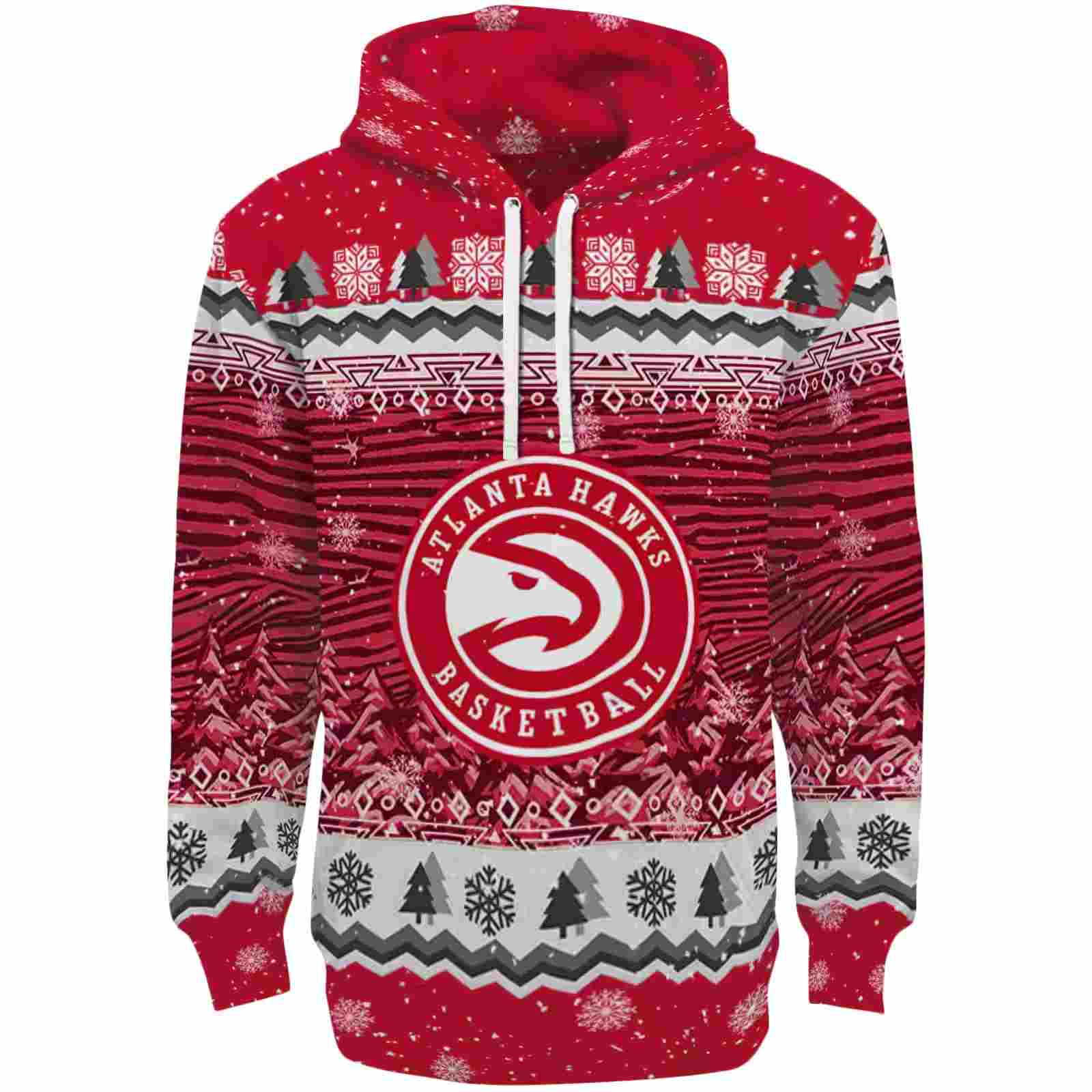 Atlanta Hawks Christmas Trees Red Hoodie