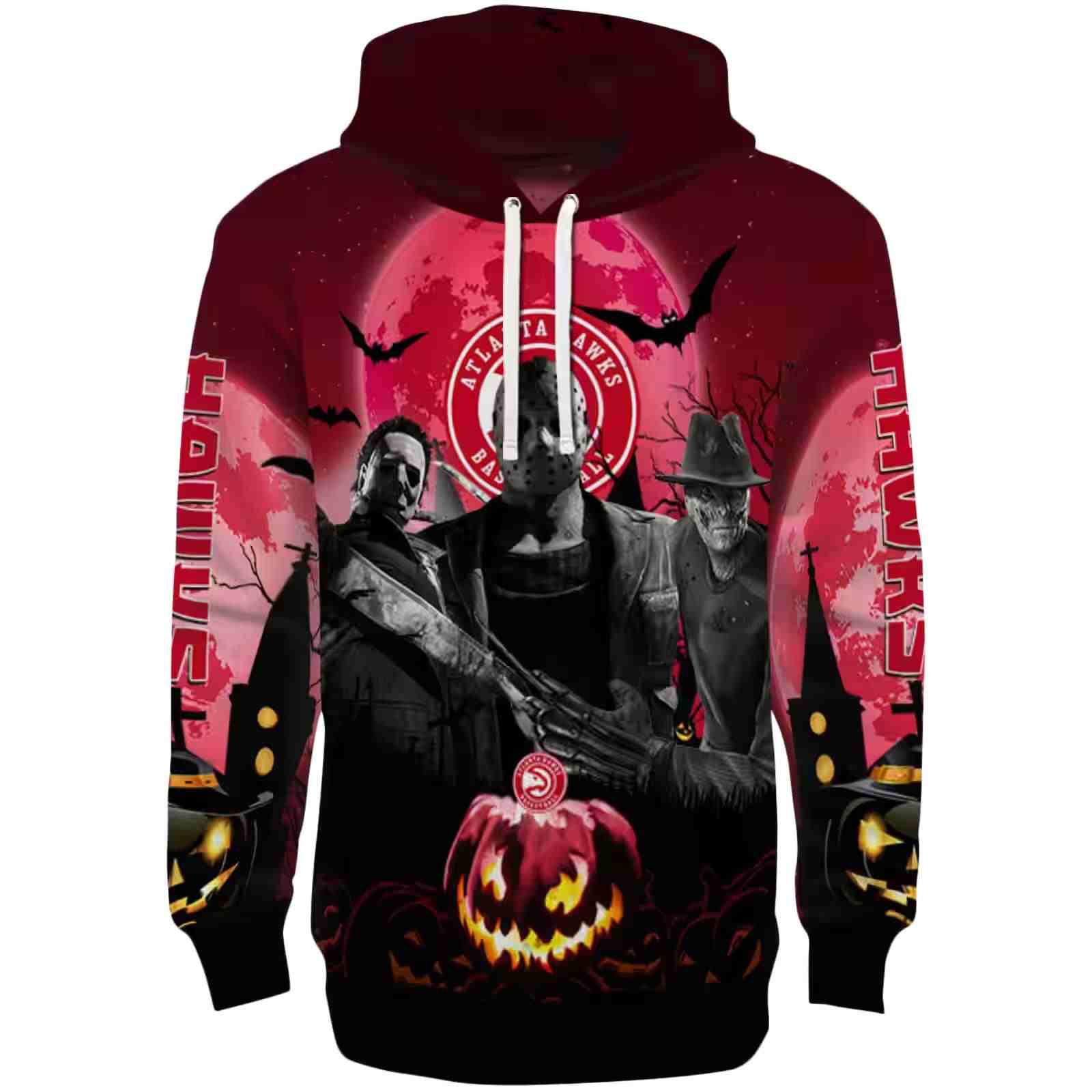 Atlanta Hawks Halloween Vibes Red Black Hoodie