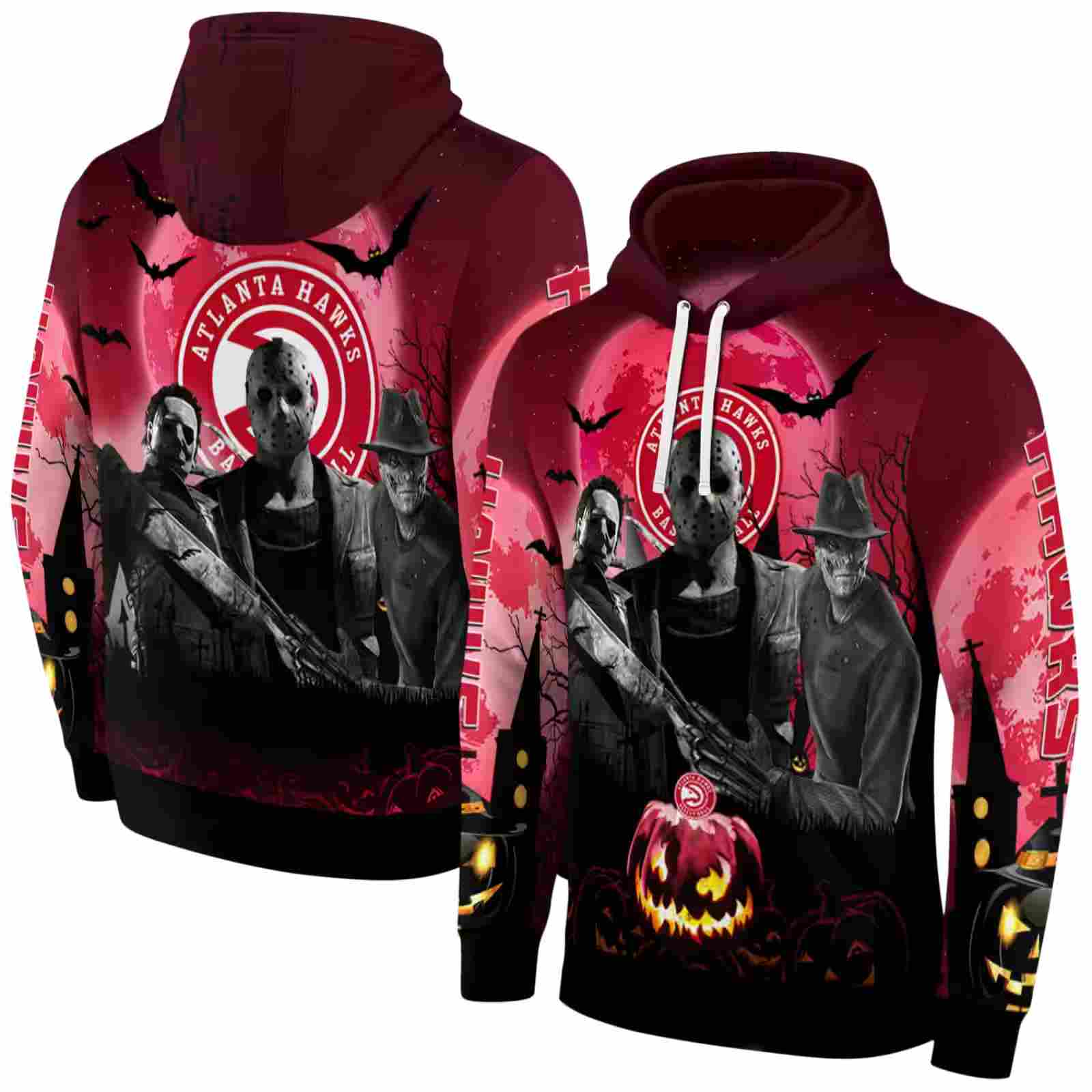 atlanta hawks halloween vibes red black hoodie fashion forward