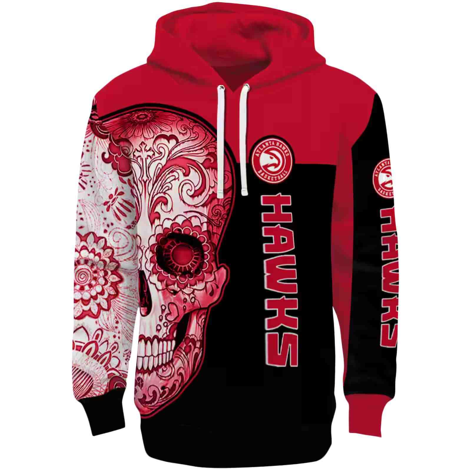 Atlanta Hawks Sugar Skull Red Black Hoodie