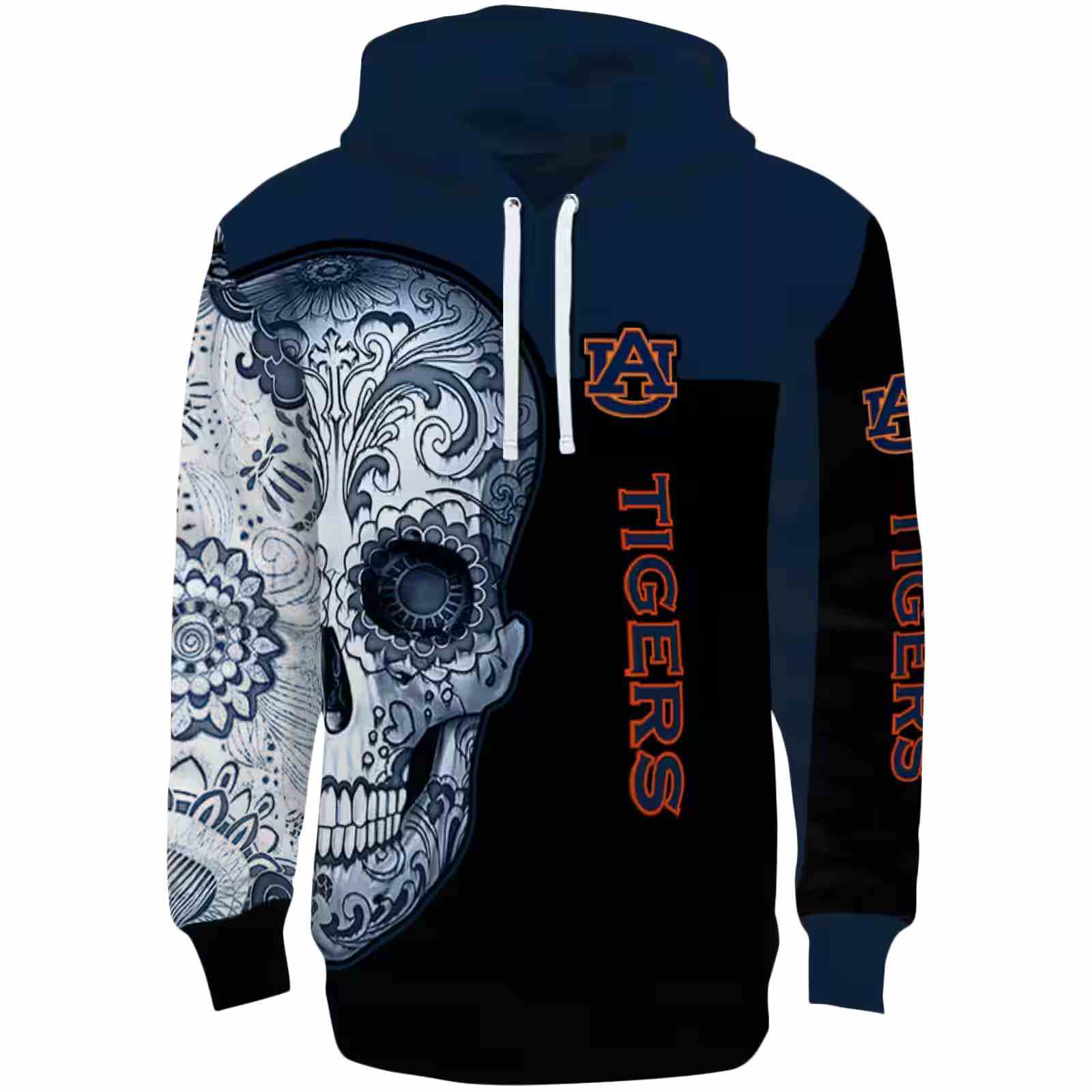 Auburn Tigers Sugar Skull Navy Blue Black Hoodie