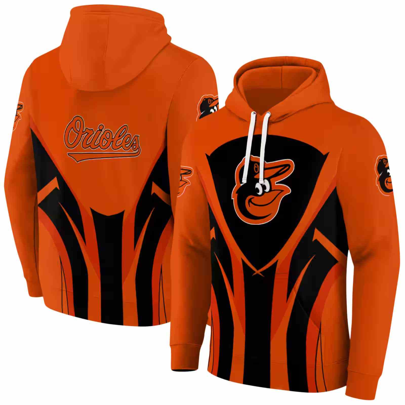 baltimore orioles concentric lines orange black hoodie fashion forward