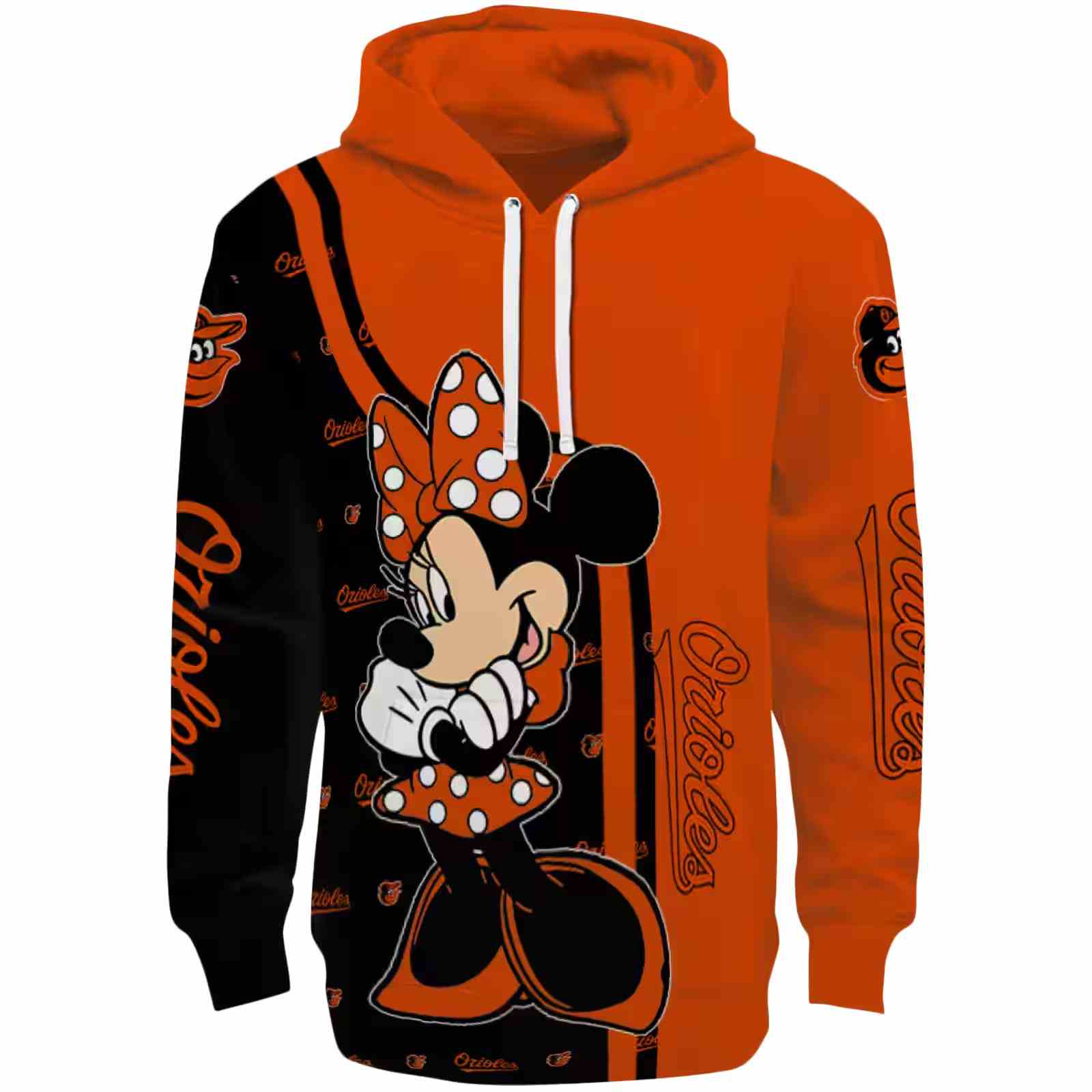 Baltimore Orioles Minnie Mouse Orange Hoodie