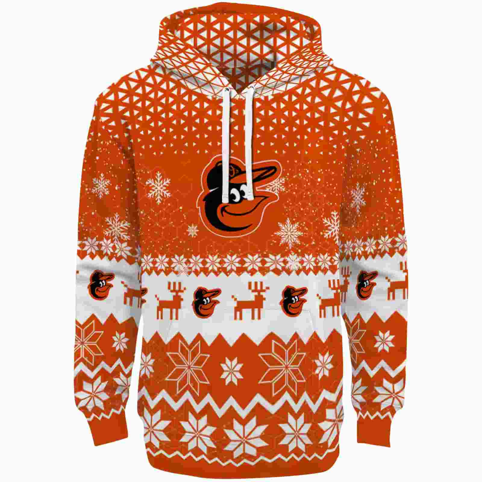 Baltimore Orioles Reindeer Motif Orange Hoodie