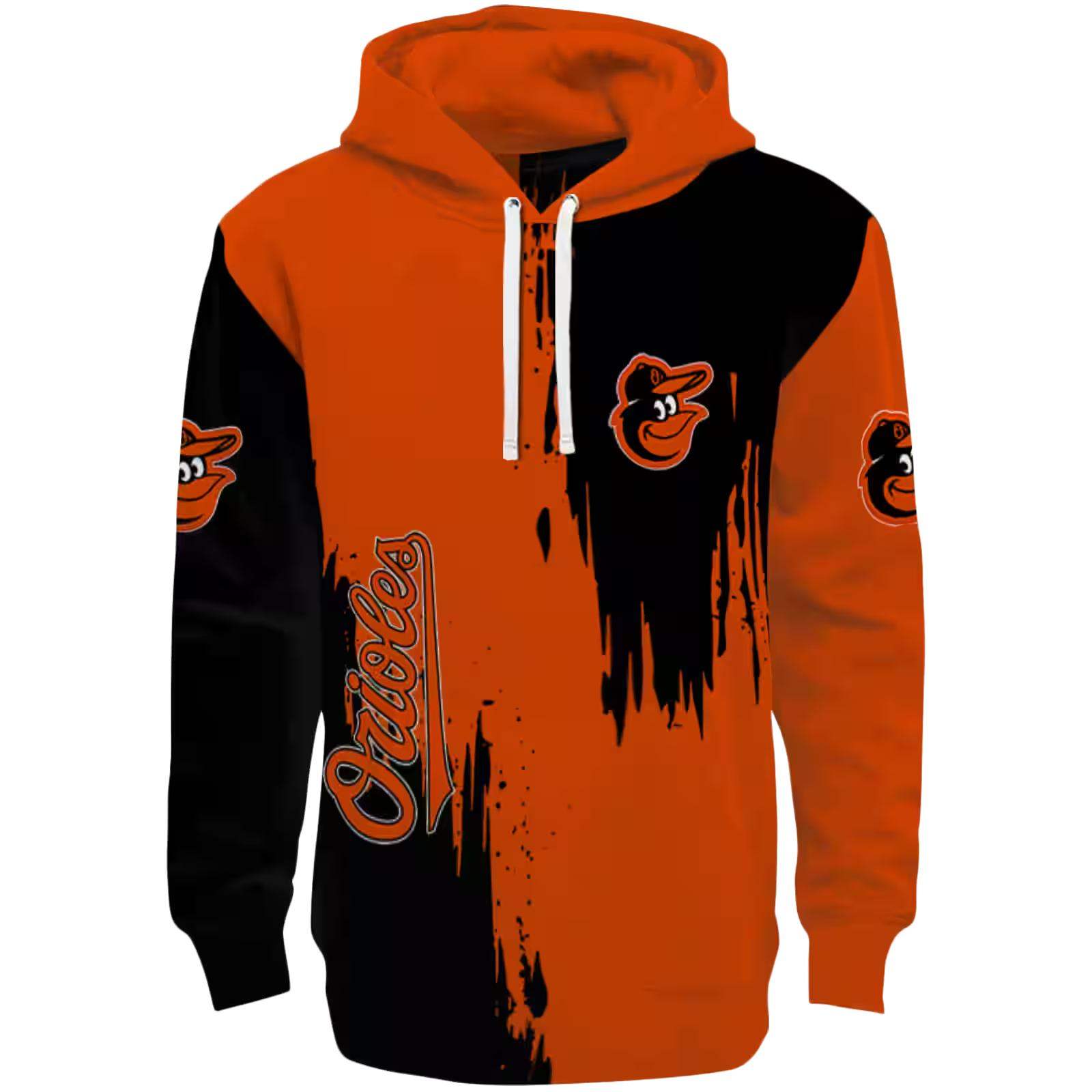 Baltimore Orioles Splatter Effect Orange Hoodie