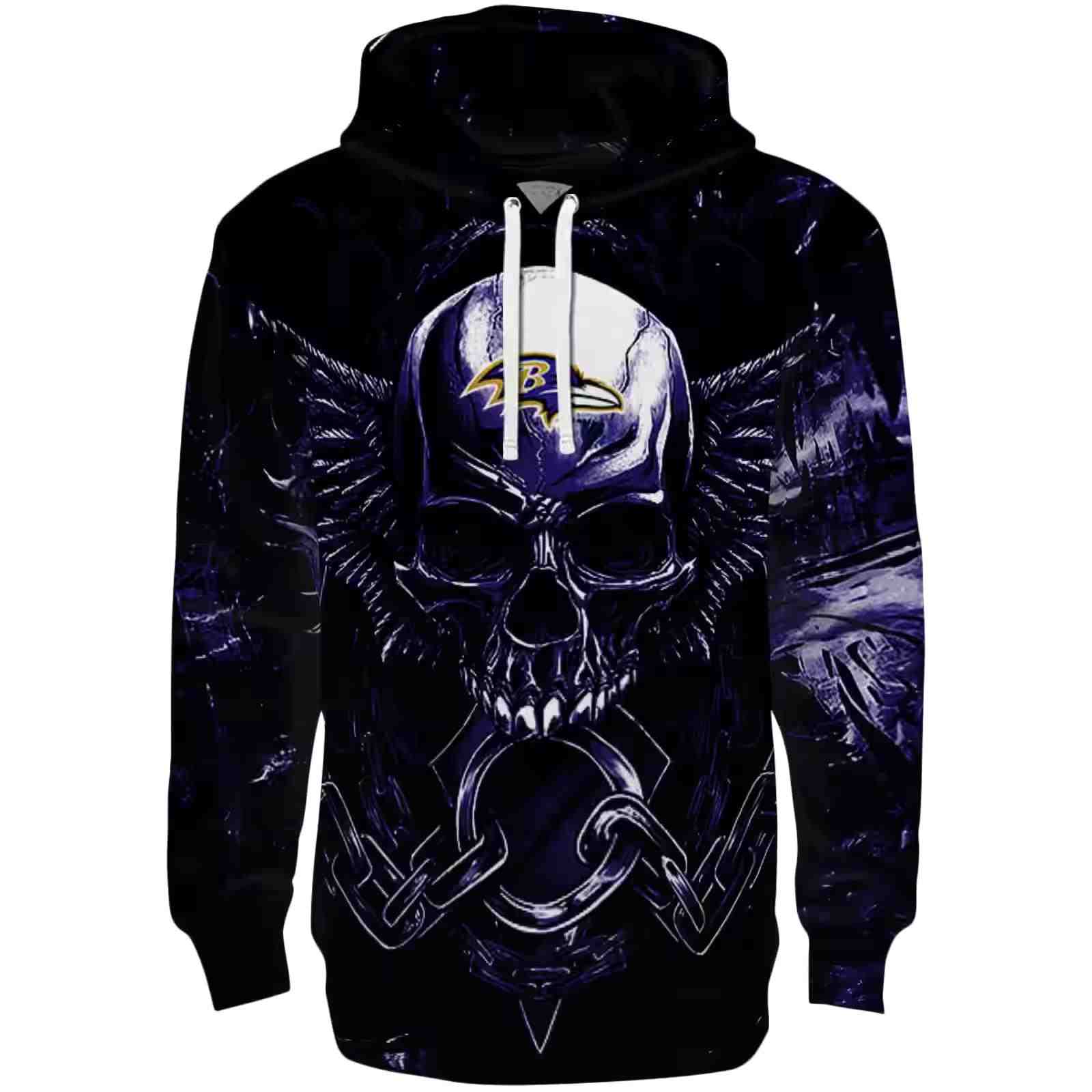 Baltimore Ravens Skull Artwork Purple Black Hoodie