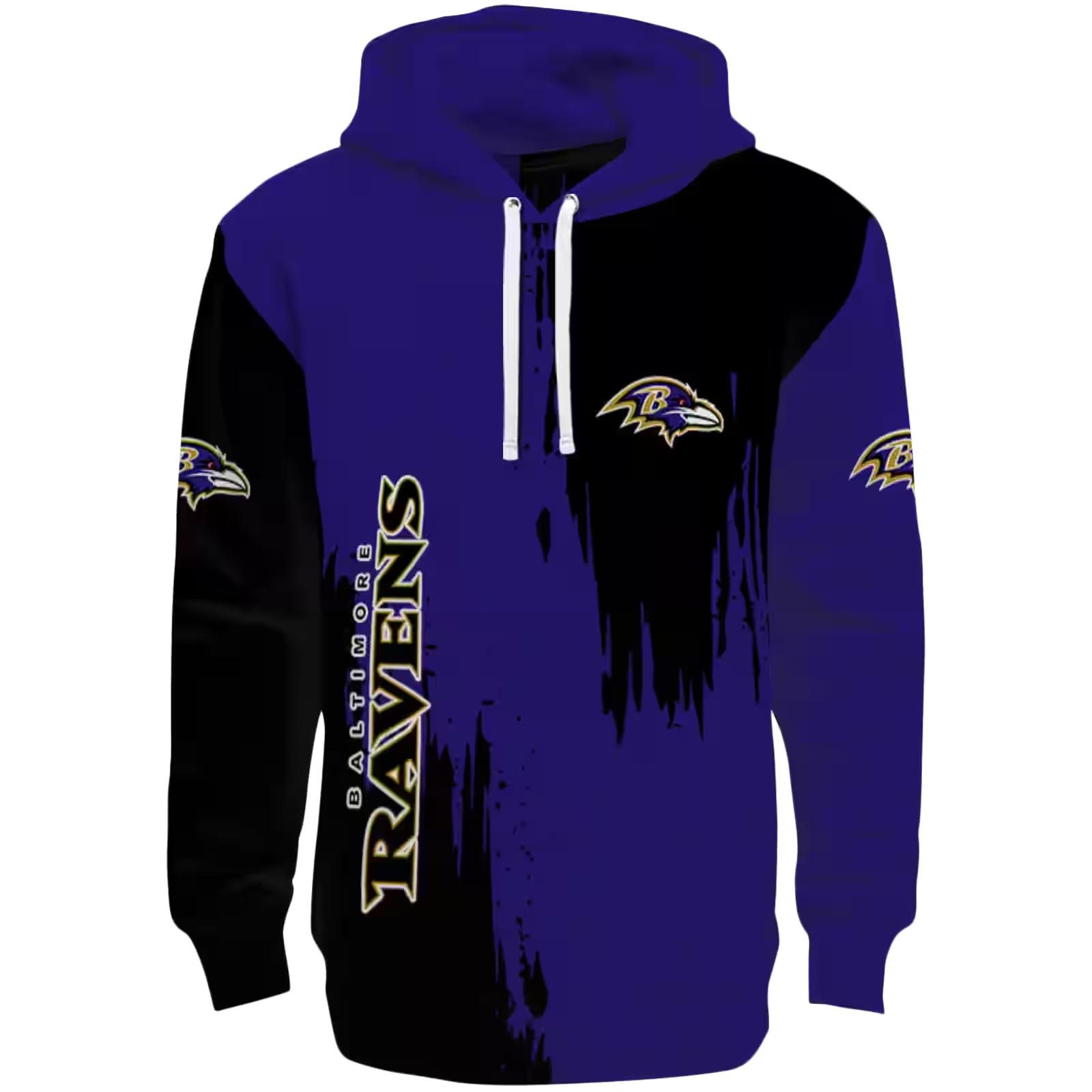 Baltimore Ravens Splatter Effect Purple Hoodie