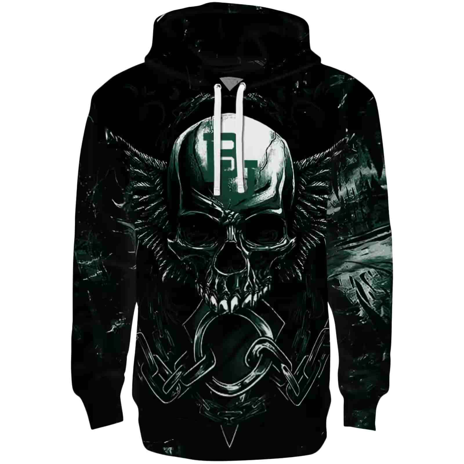 Baylor Bears Skull Artwork Green Black Hoodie
