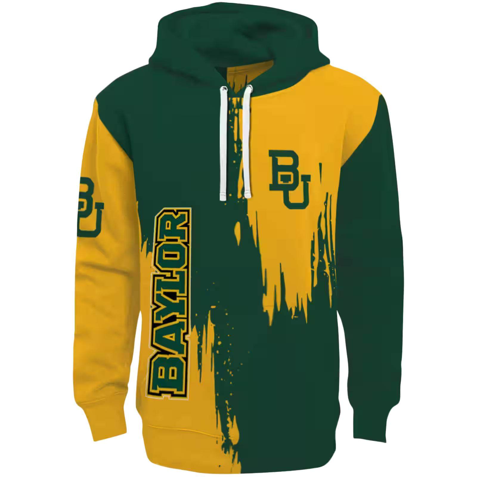 Baylor Bears Splatter Effect Green Hoodie