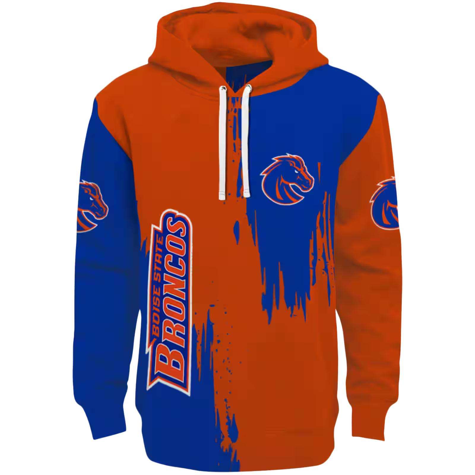 Boise State Broncos Splatter Effect Orange Hoodie