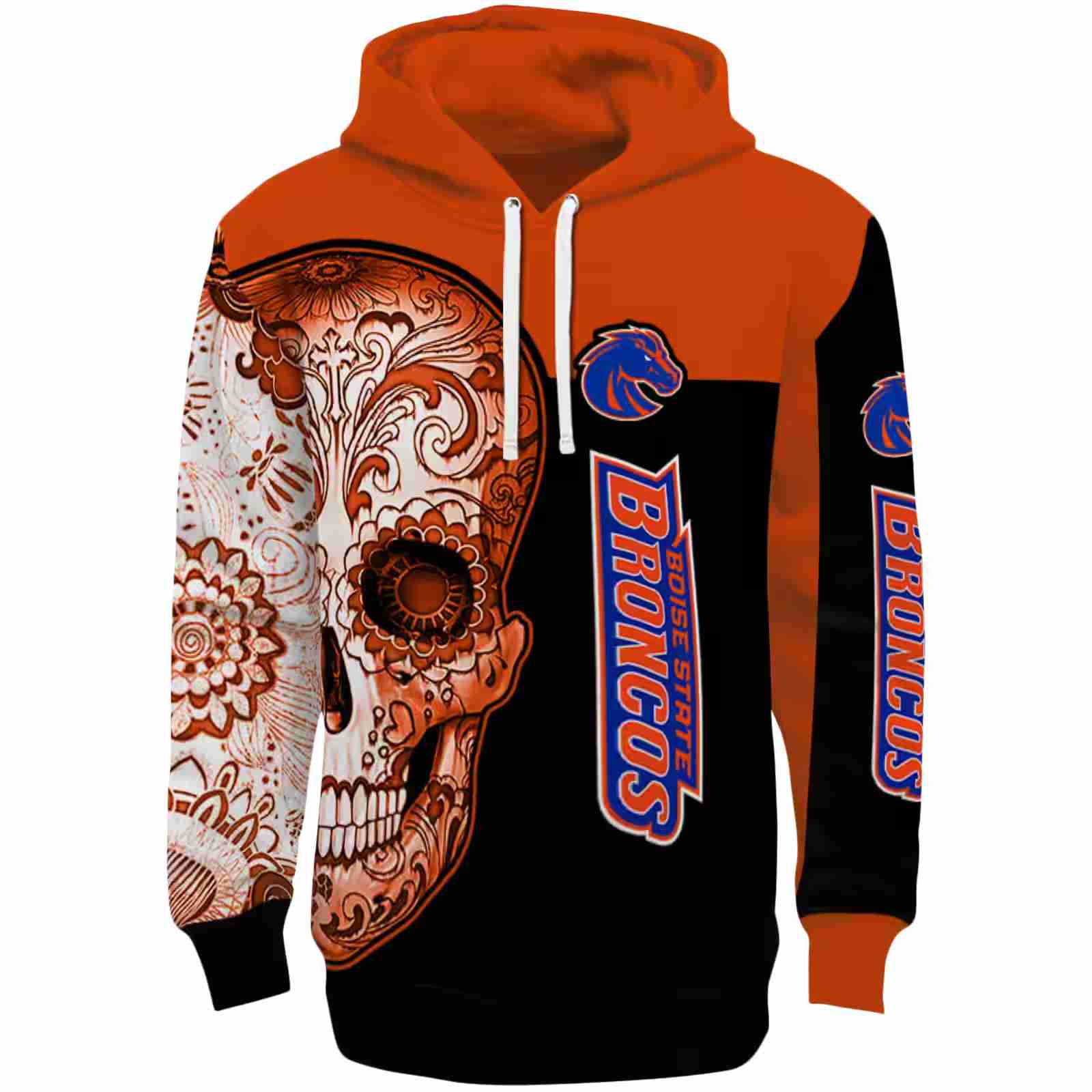 Boise State Broncos Sugar Skull Orange Black Hoodie
