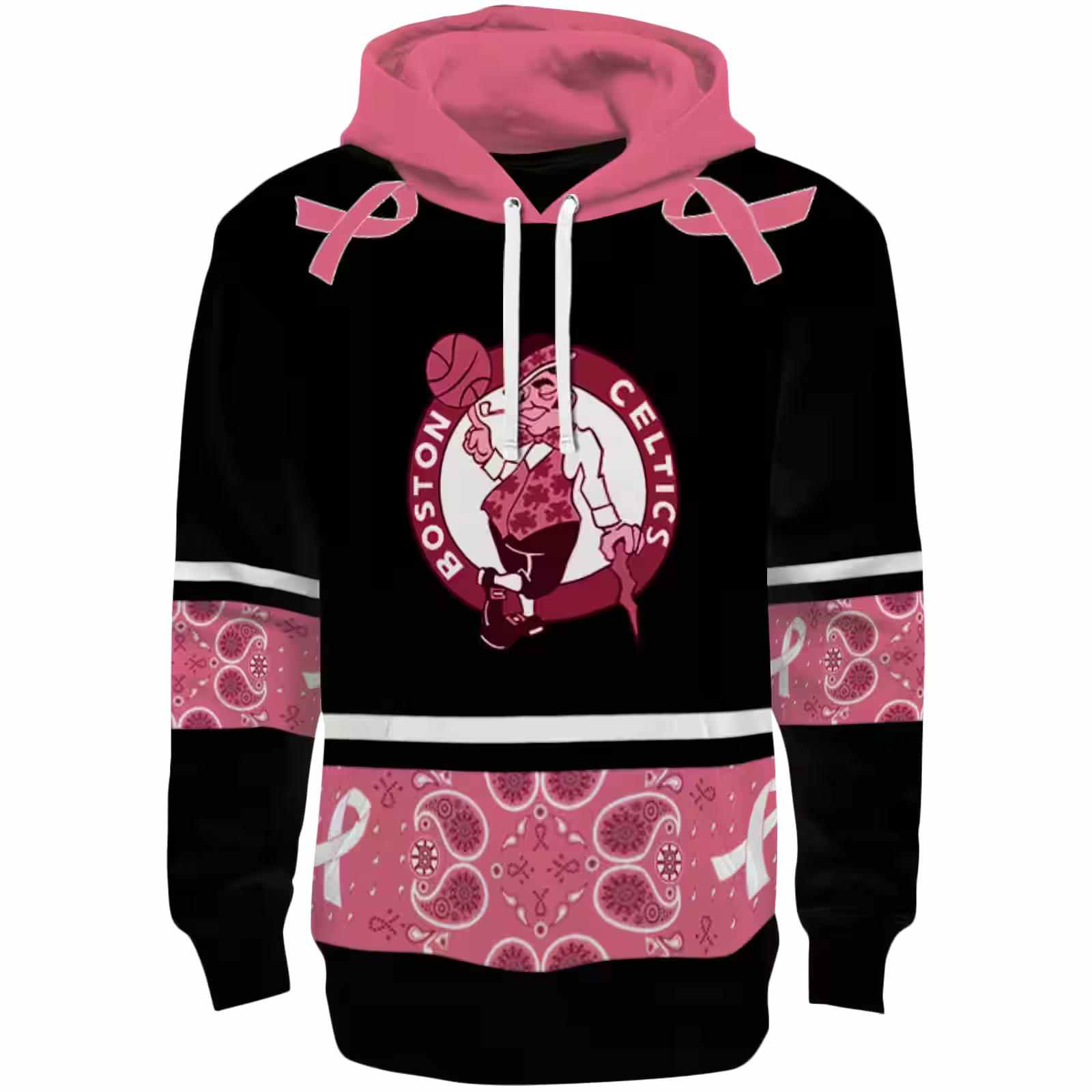 Boston Celtics Awareness Ribbon Black Pink Hoodie