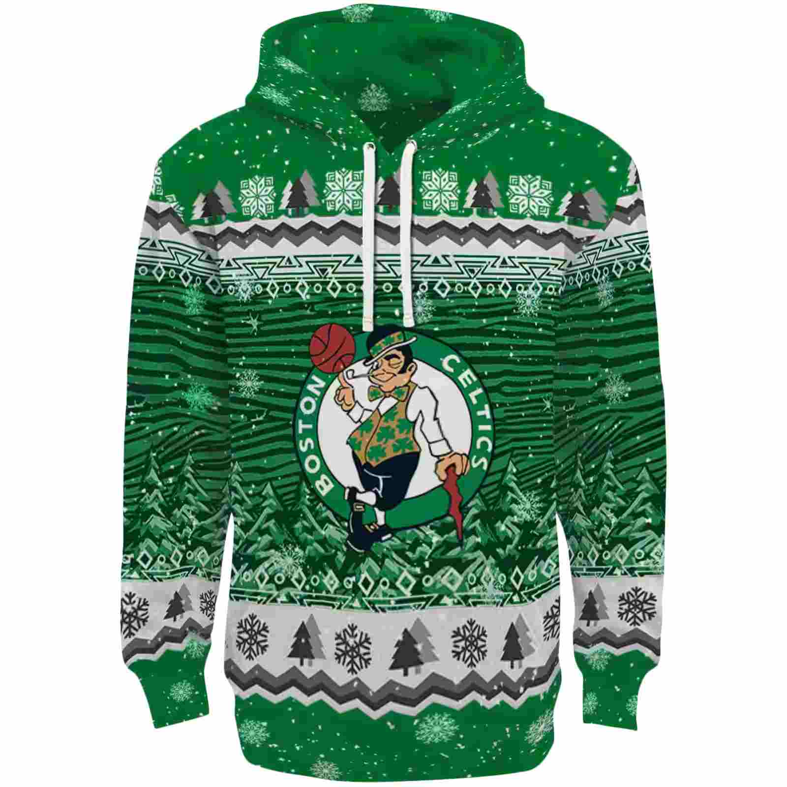 Boston Celtics Christmas Trees Green Hoodie