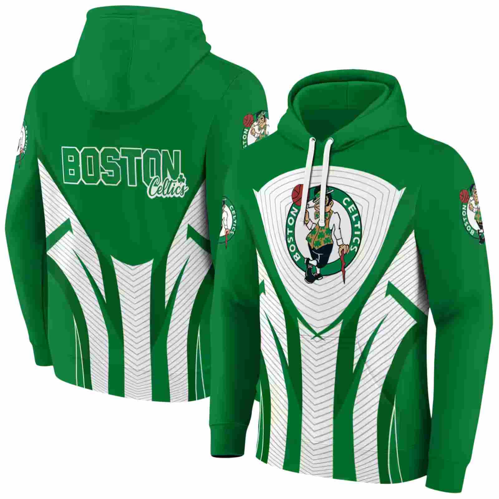 boston celtics concentric lines green black hoodie fashion forward