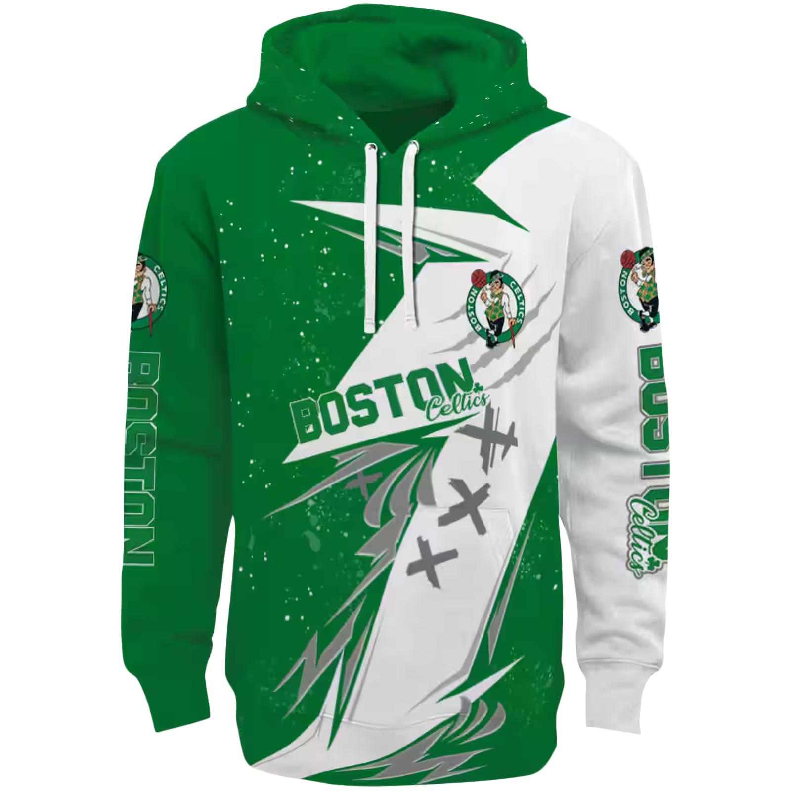 Boston Celtics Dynamic Slash Green White Hoodie