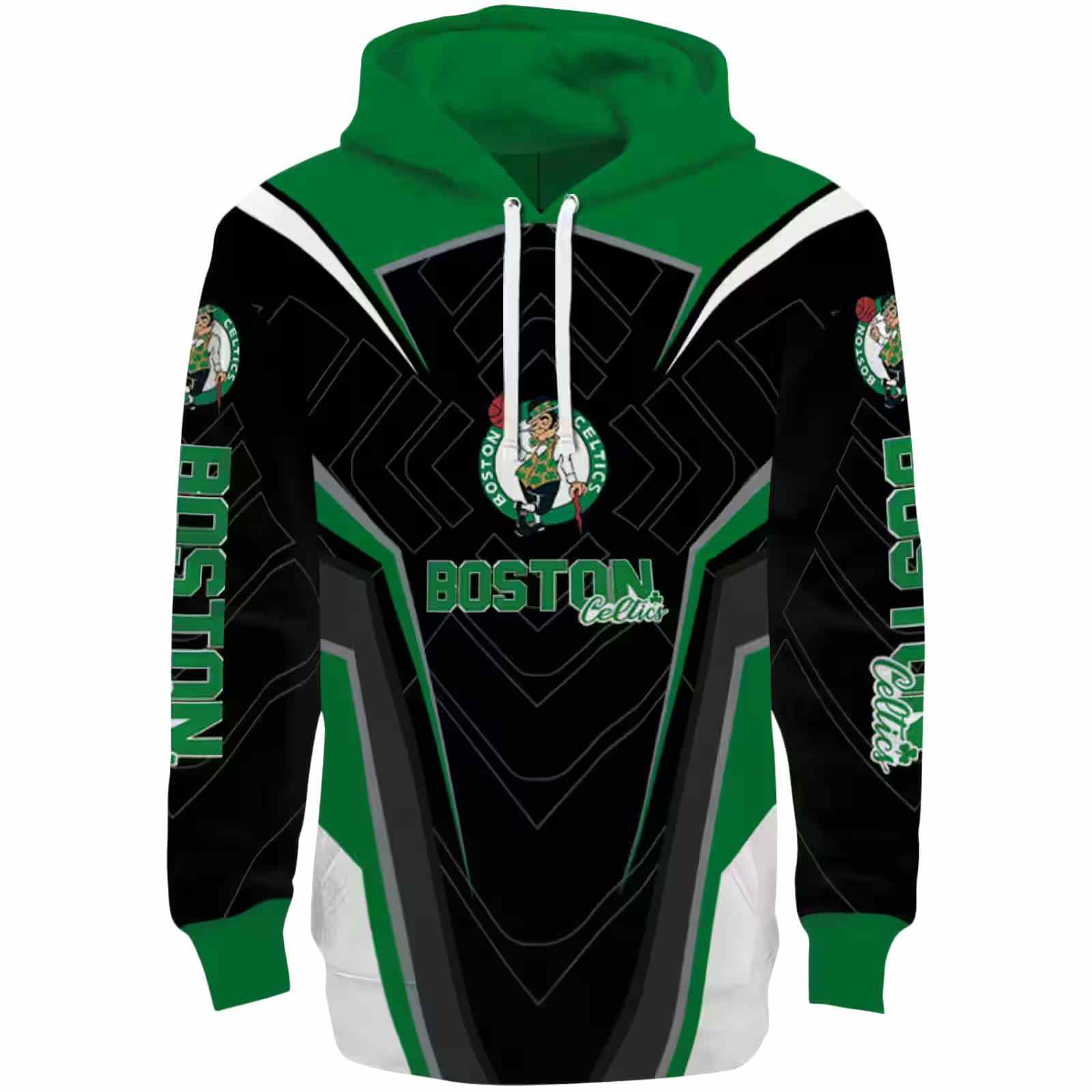 Boston Celtics Futuristic Pattern Green Black Hoodie