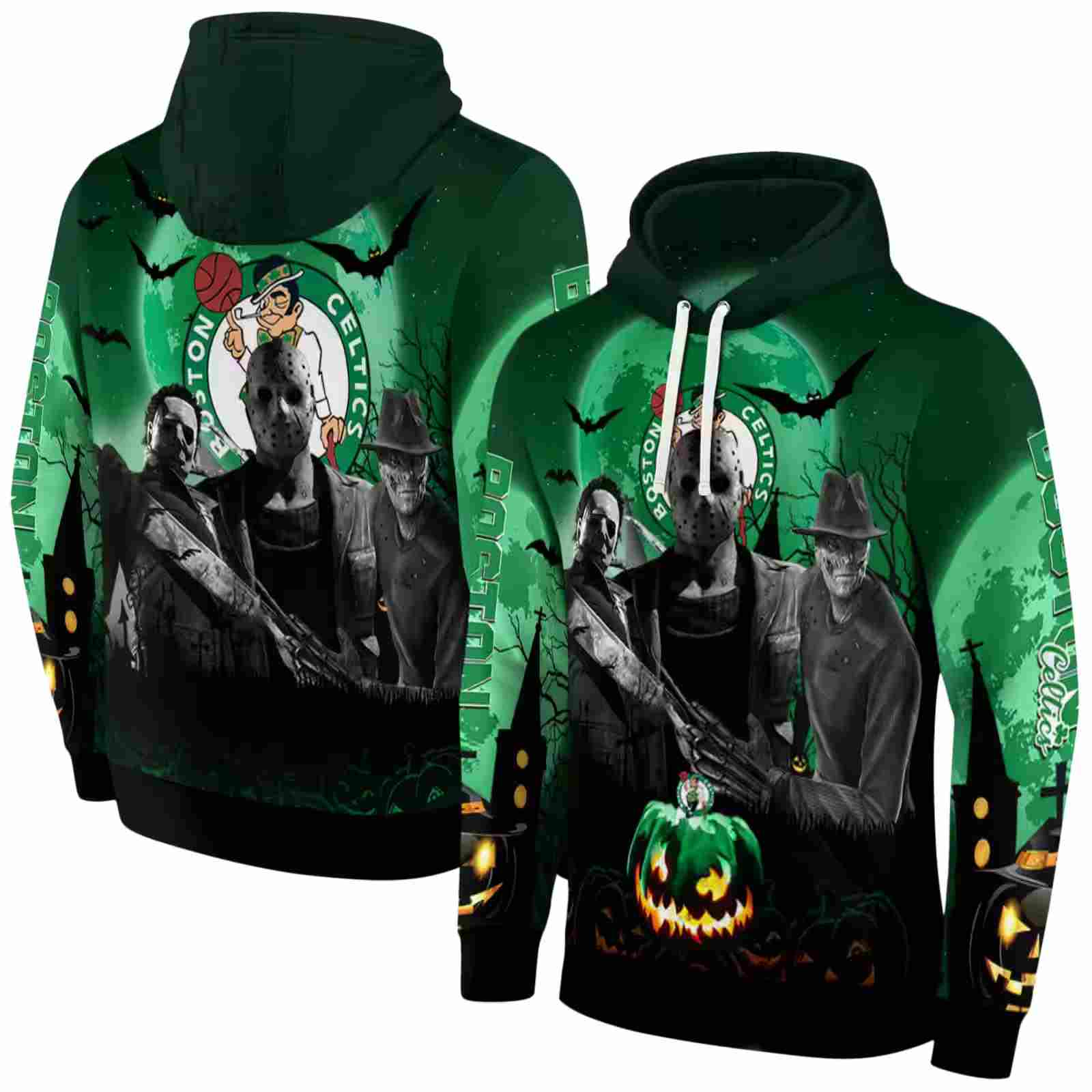 boston celtics halloween vibes green black hoodie fashion forward