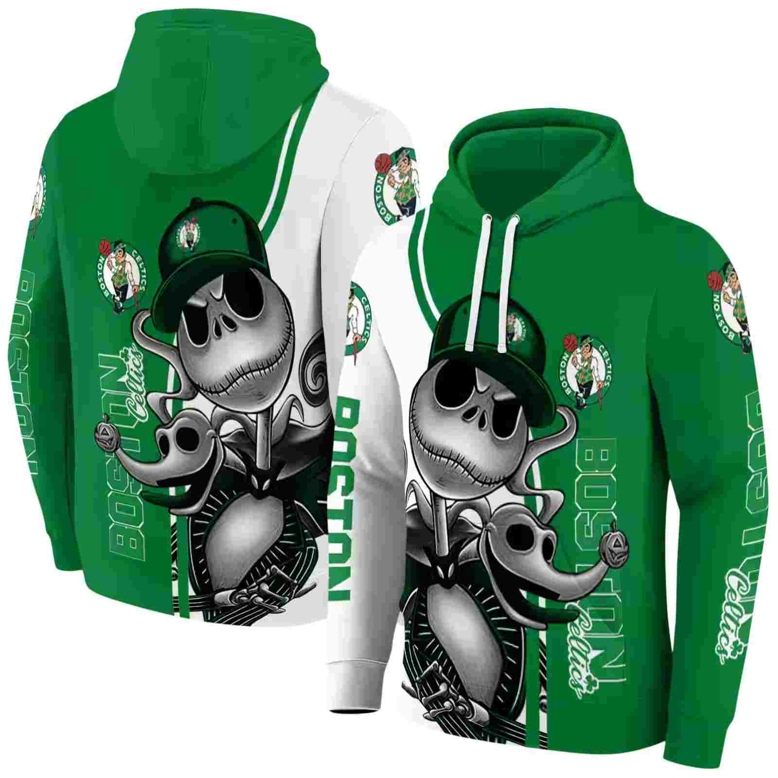 boston celtics jack skellington green hoodie fashion forward