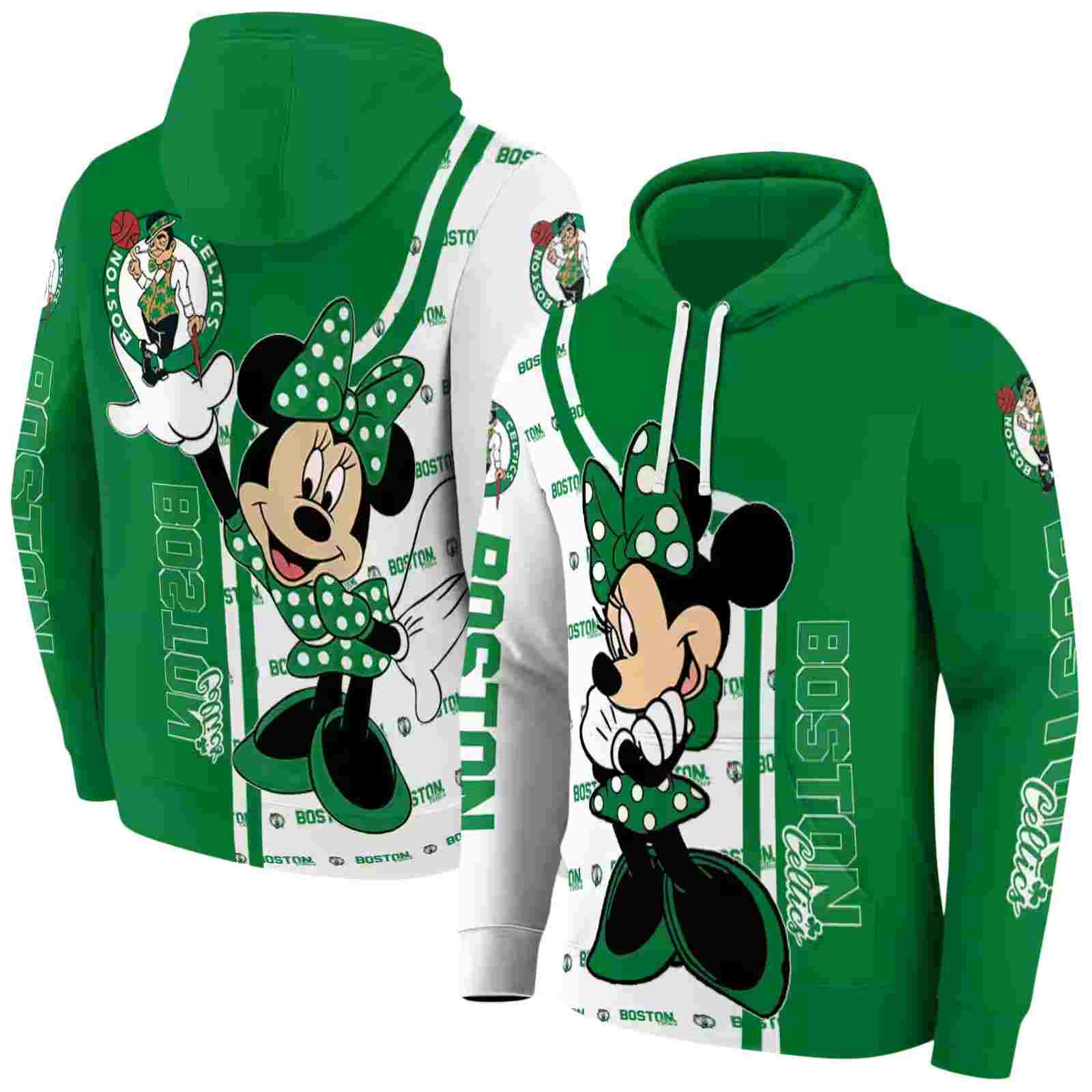 boston celtics minnie mouse green hoodie fashion forward