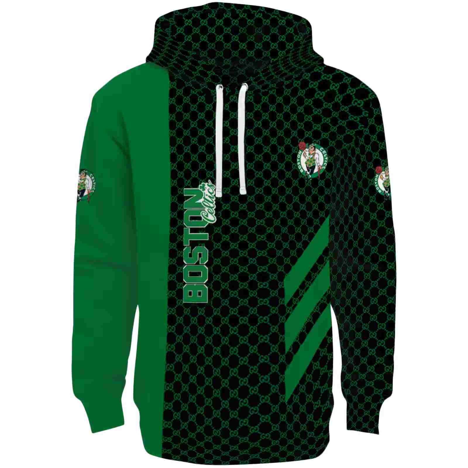 Boston Celtics Monogram Pattern Green Hoodie