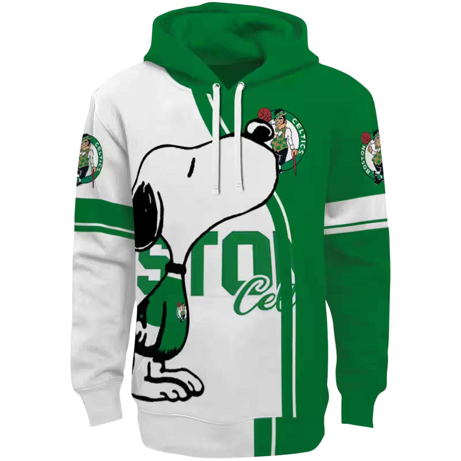 Boston Celtics Playful Snoopy Green Hoodie